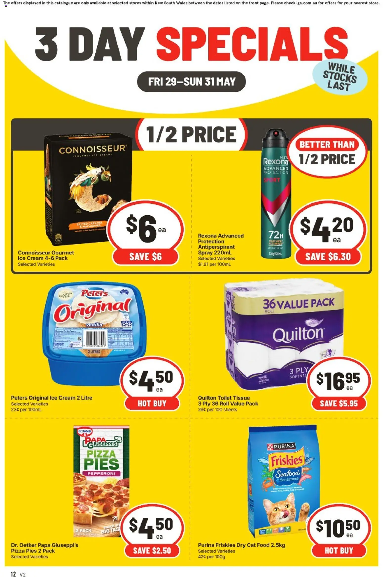 IGA catalogue - valid from 29.05.2026 | Page: 2 | Products: Antiperspirant, Ice cream, Seafood, Pies