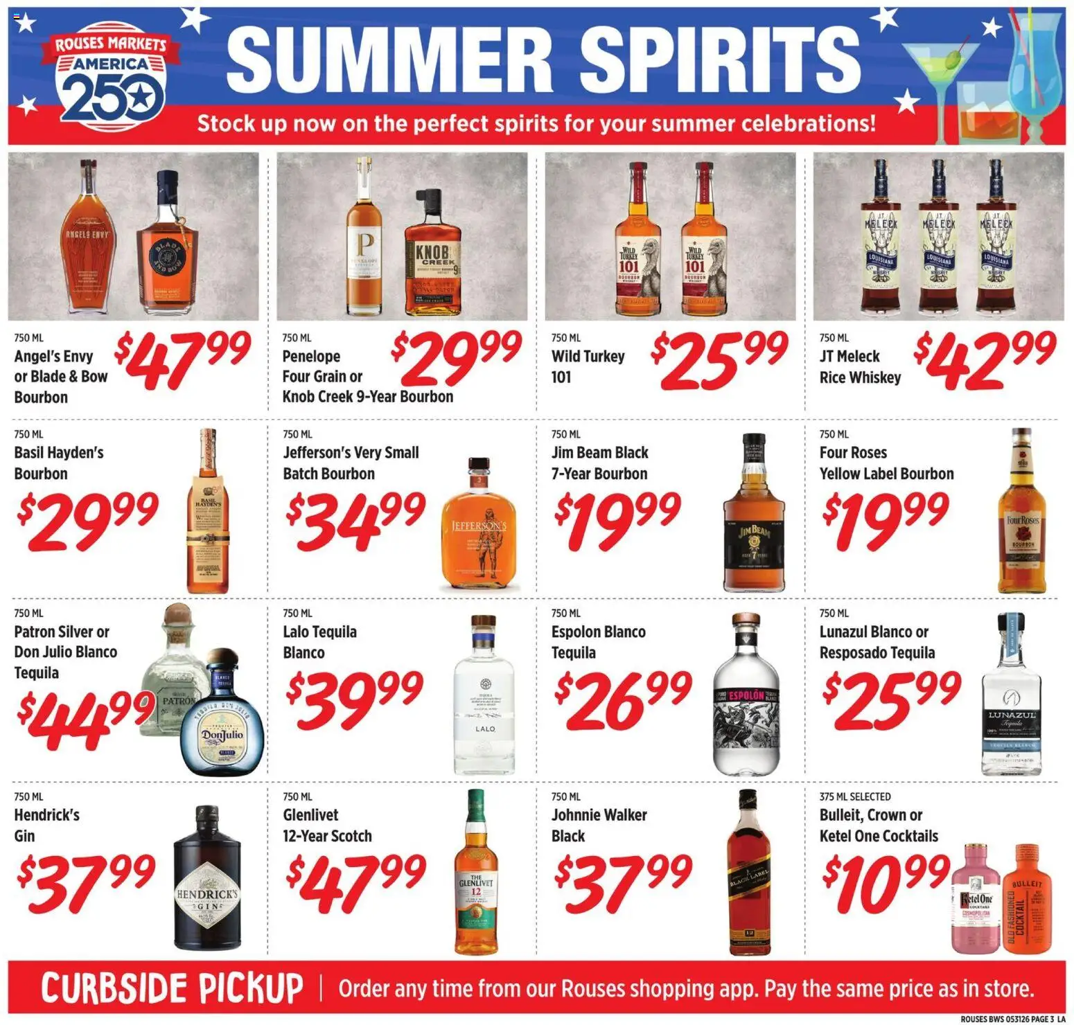 Rouses Alcohol Ad - valid from 27.05.2026 | Page: 3 | Products: Bow, Rice, Bourbon, Whiskey