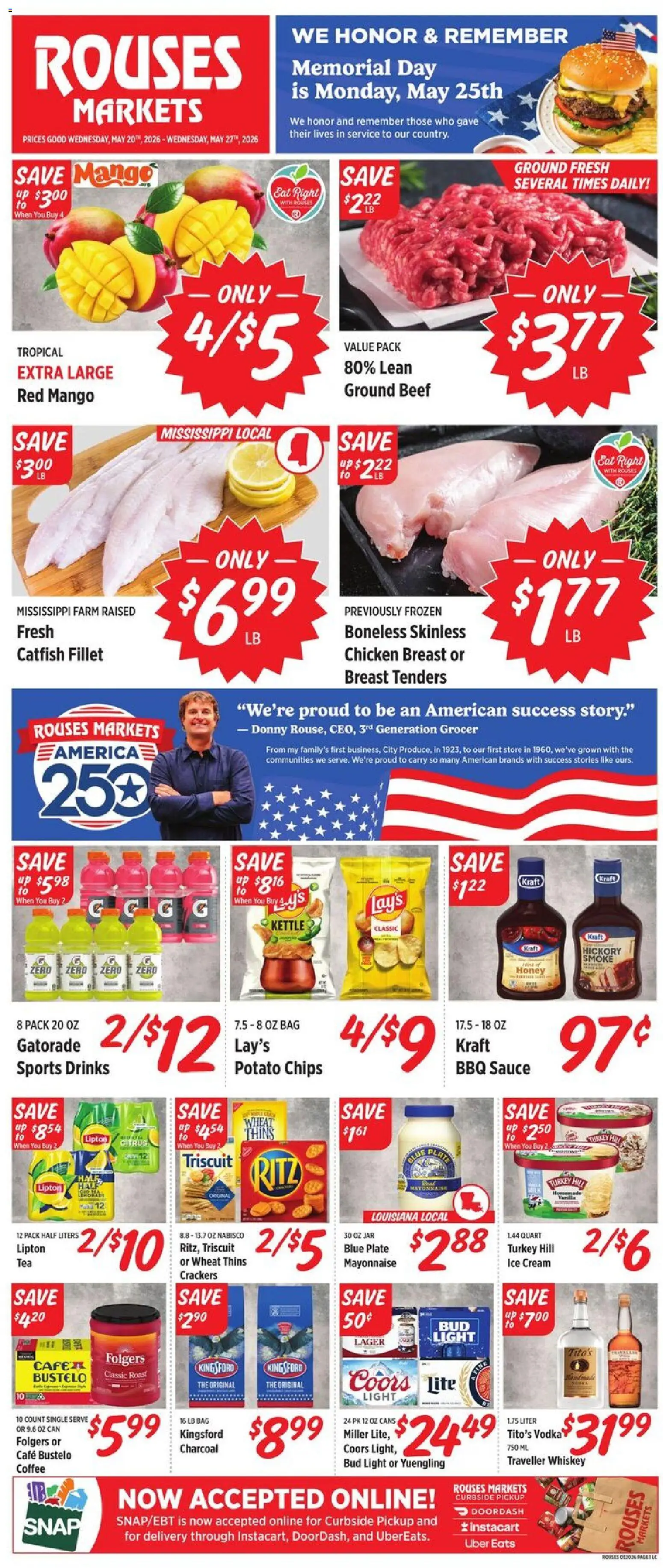 Rouses Weekly Ad - LA - valid from 20.05.2026 | Page: 1 | Products: Chips, Cream, Mayonnaise, Kettle