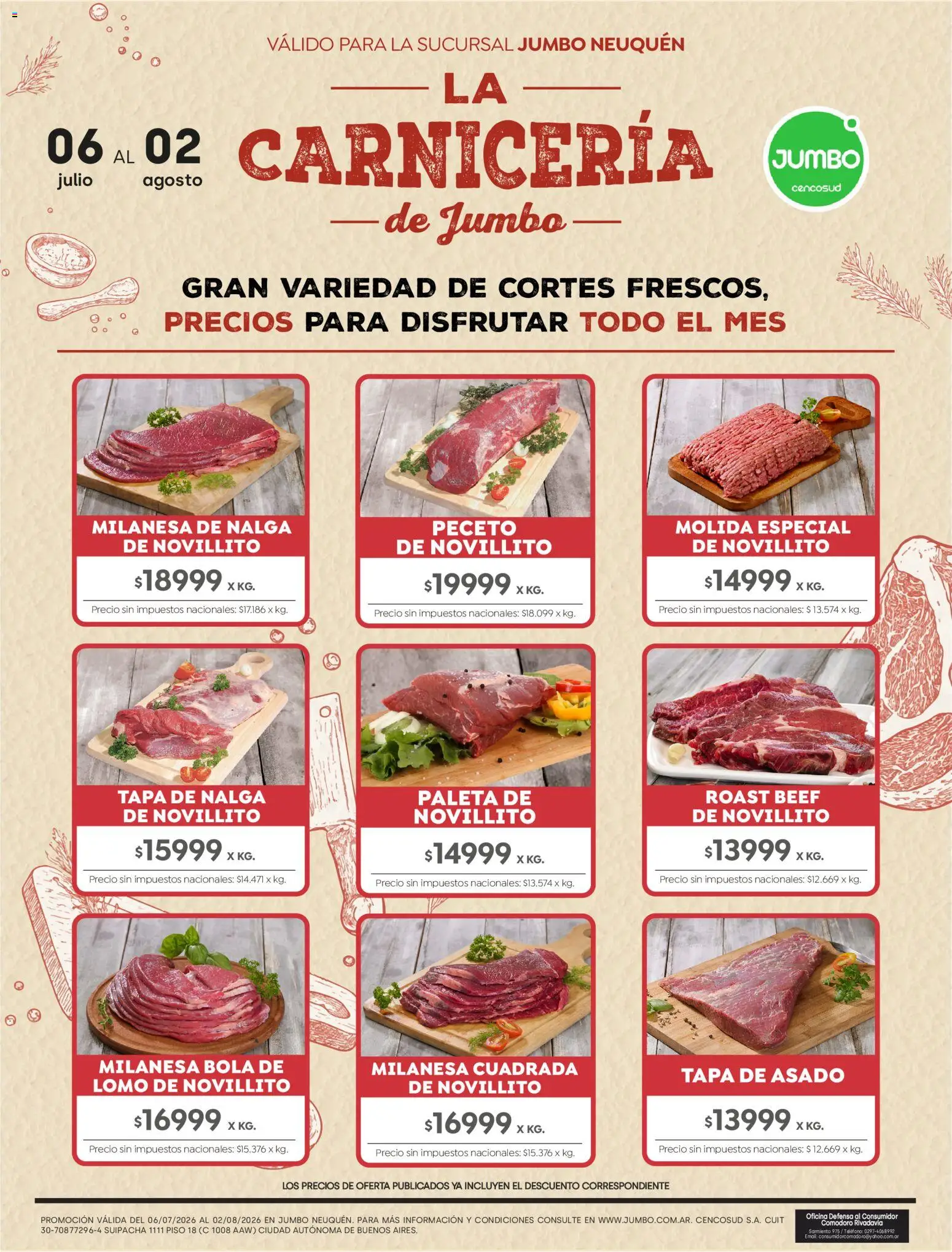 Jumbo - La Carnicería de Jumbo │ válido desde el 06/07/2026 | Página: 1 | Productos: Teléfono, Milanesa, Paleta