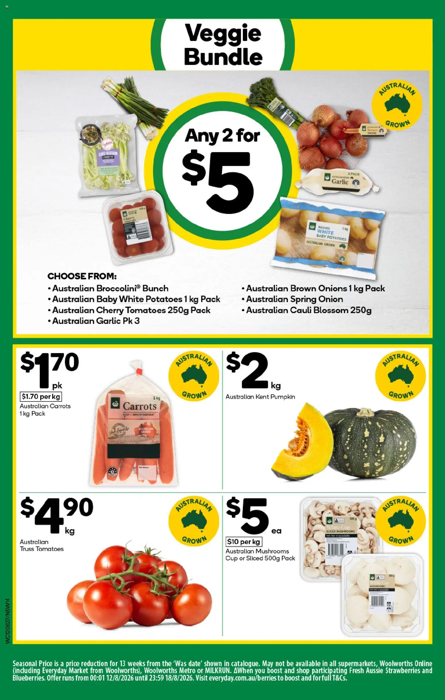 Woolworths catalogue - valid from 12/08/2026 | Page: 14 | Products: Strawberries, Potatoes, Pumpkin, Cherry tomatoes