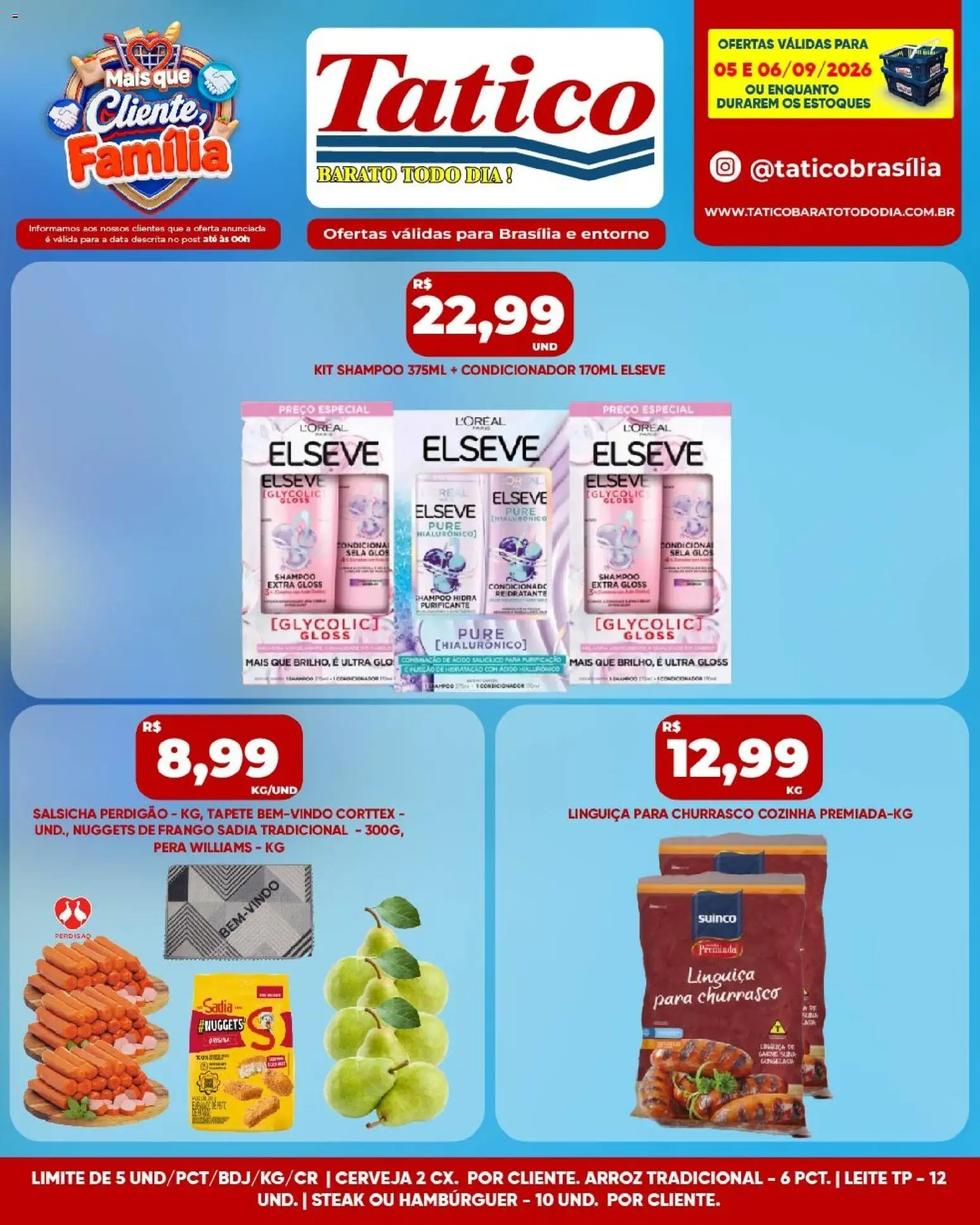 Tatico Folheto - válido de 05/09/2026 | Página: 9 | Produtos: Shampoo, Steak, Linguiça, Leite