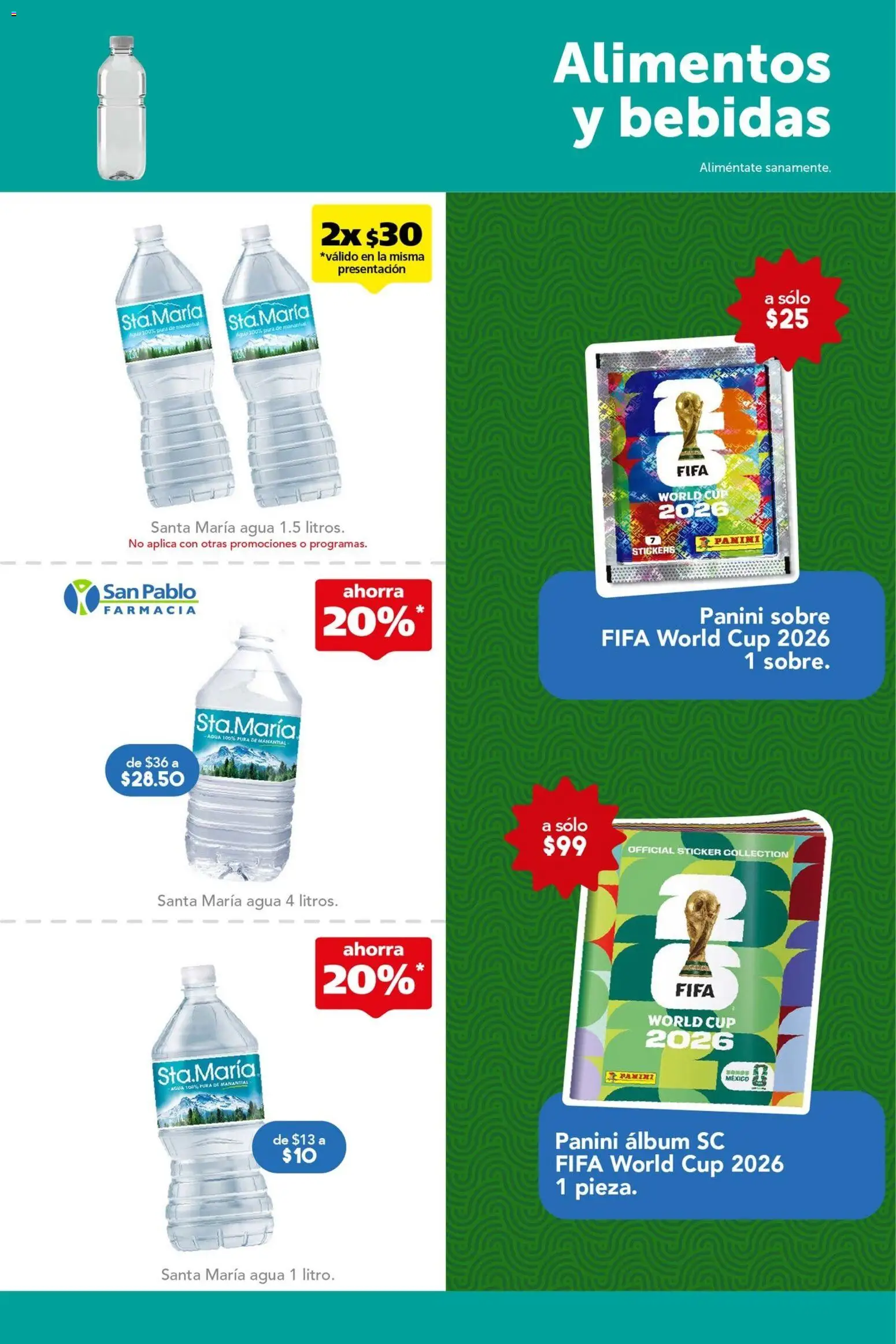 Nuevas ofertas de Farmacia San Pablo válidas en toda la República Mexicana desde el 07.06.2026. ¡Encuentra las mejores ofertas en Farmacia San Pablo catálogo! | Página: 10 | Productos: Agua, Sobre