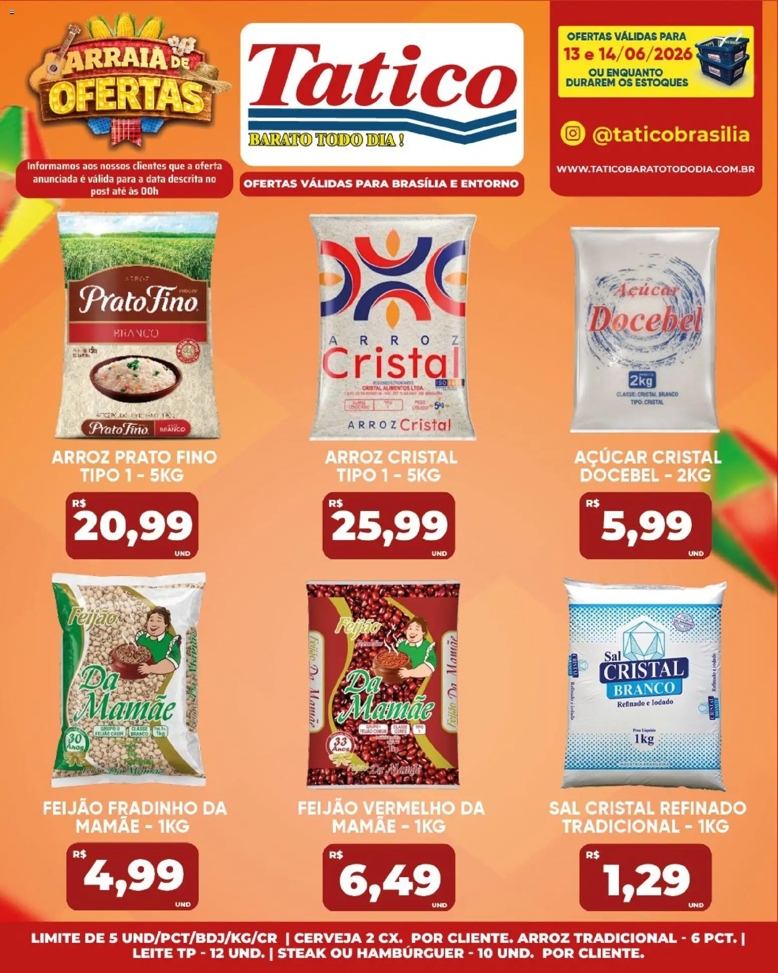Tatico Folheto - válido de 13.06.2026 | Página: 15 | Produtos: Leite, Arroz, Hambúrguer, Açúcar