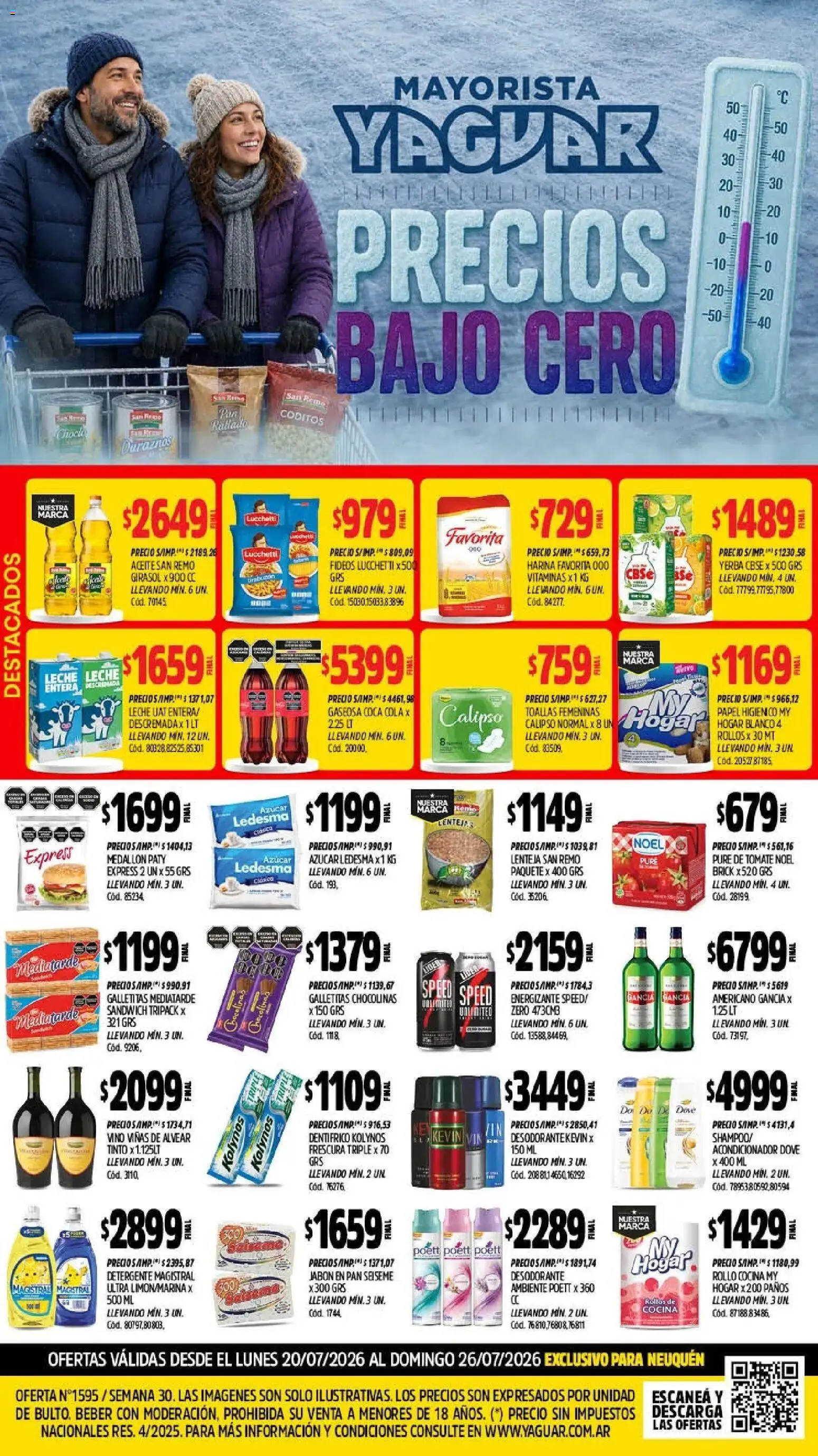 Yaguar - Oferta Semanal Neuquen │ válido desde el 20/07/2026 | Página: 1 | Productos: Toallas, Yerba, Leche, Pan