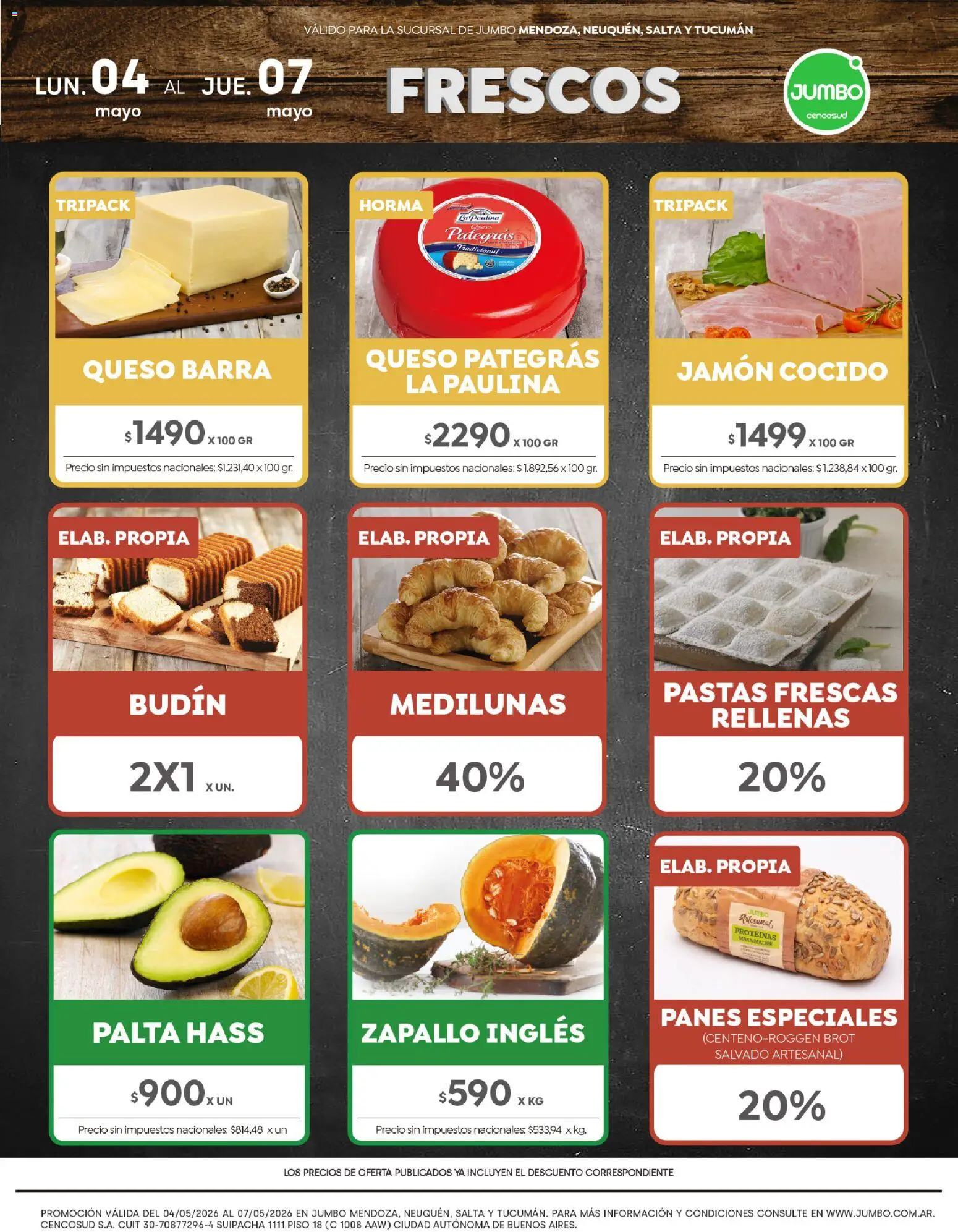Jumbo - Ofertas | Interior │ válido desde el 04.05.2026 | Página: 1 | Productos: Jamón cocido, Budín, Palta, Queso