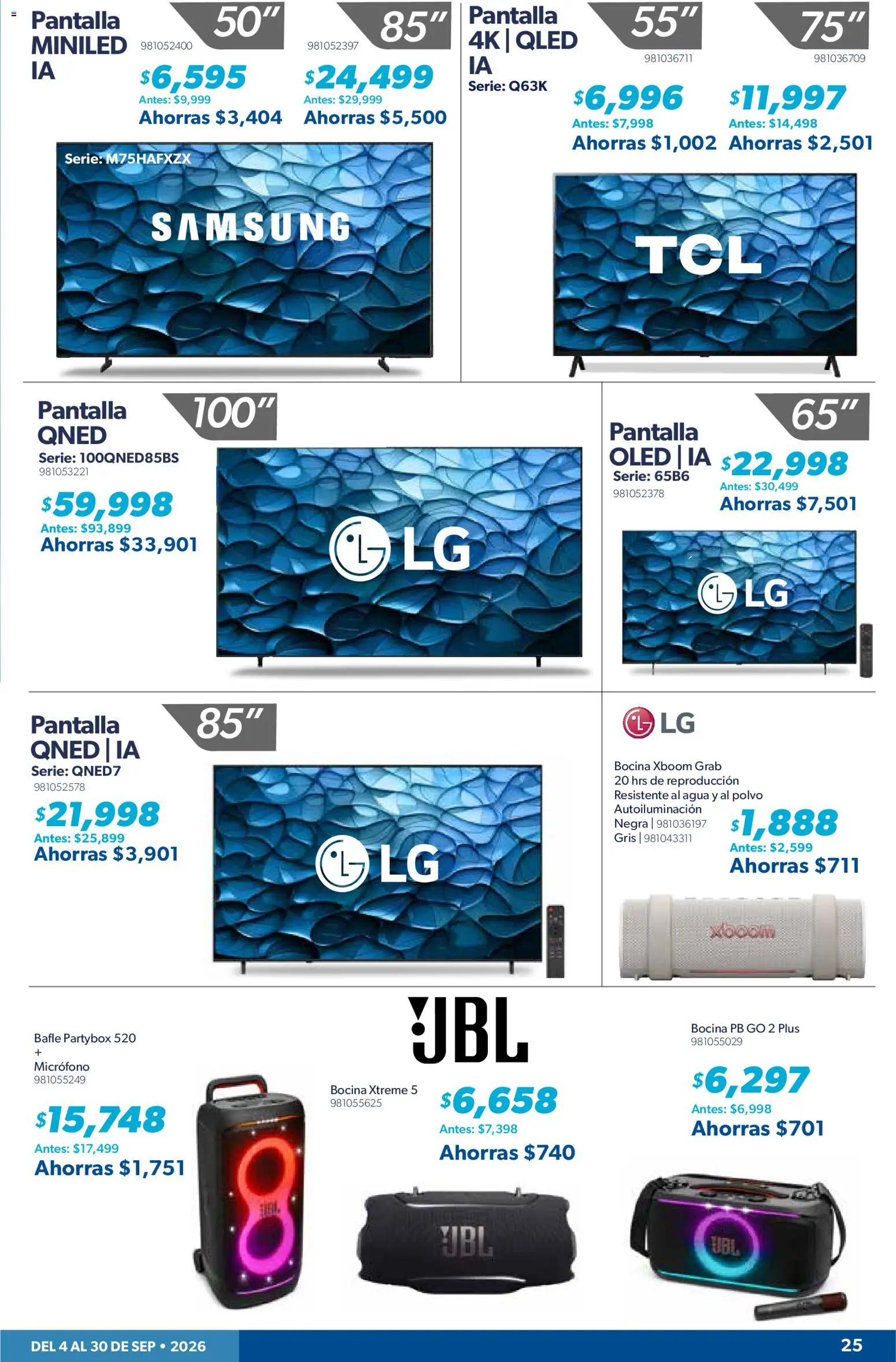 Nuevas ofertas de Sam's Club válidas en toda la República Mexicana desde el 04/09/2026. ¡Encuentra las mejores ofertas en Sam's Club catálogo Momento para consentirte! | Página: 25 | Productos: Agua, Micrófono, Bocina, Polvo