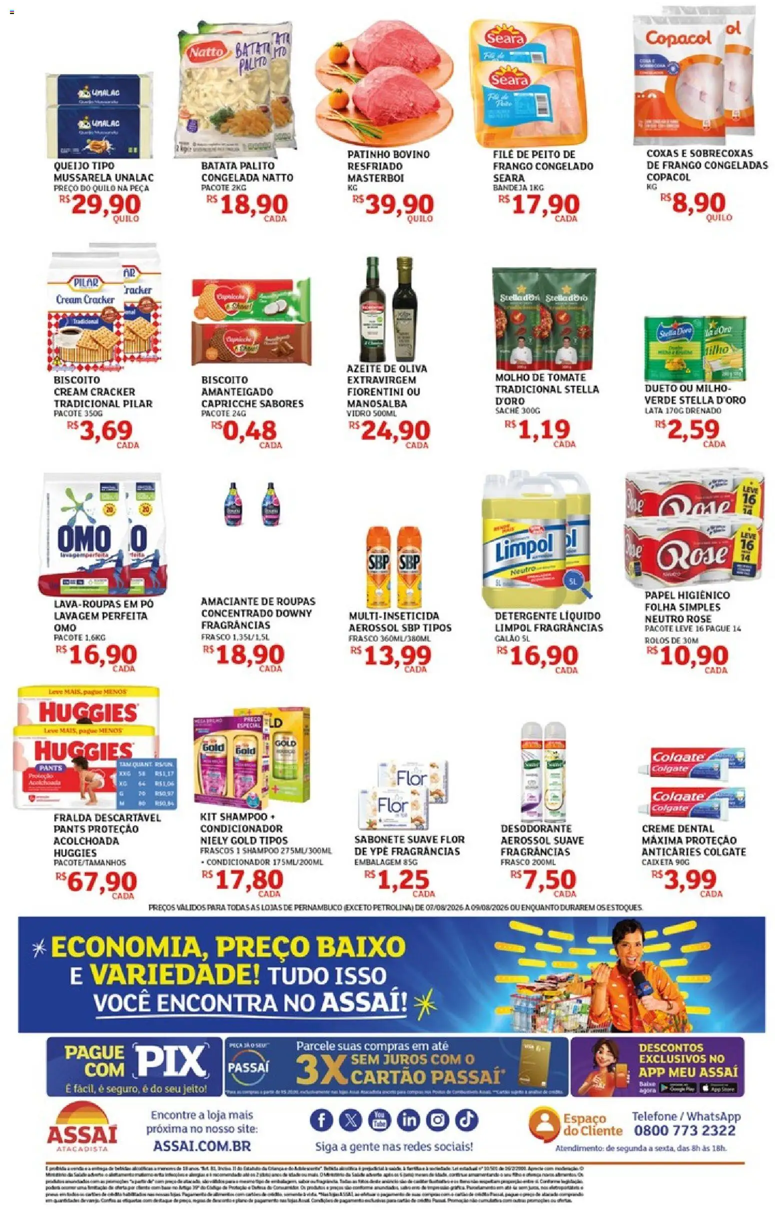 Assaí Atacadista Folheto - válido de 07/08/2026 | Página: 2 | Produtos: Biscoito, Telefone, Milho, Azeite