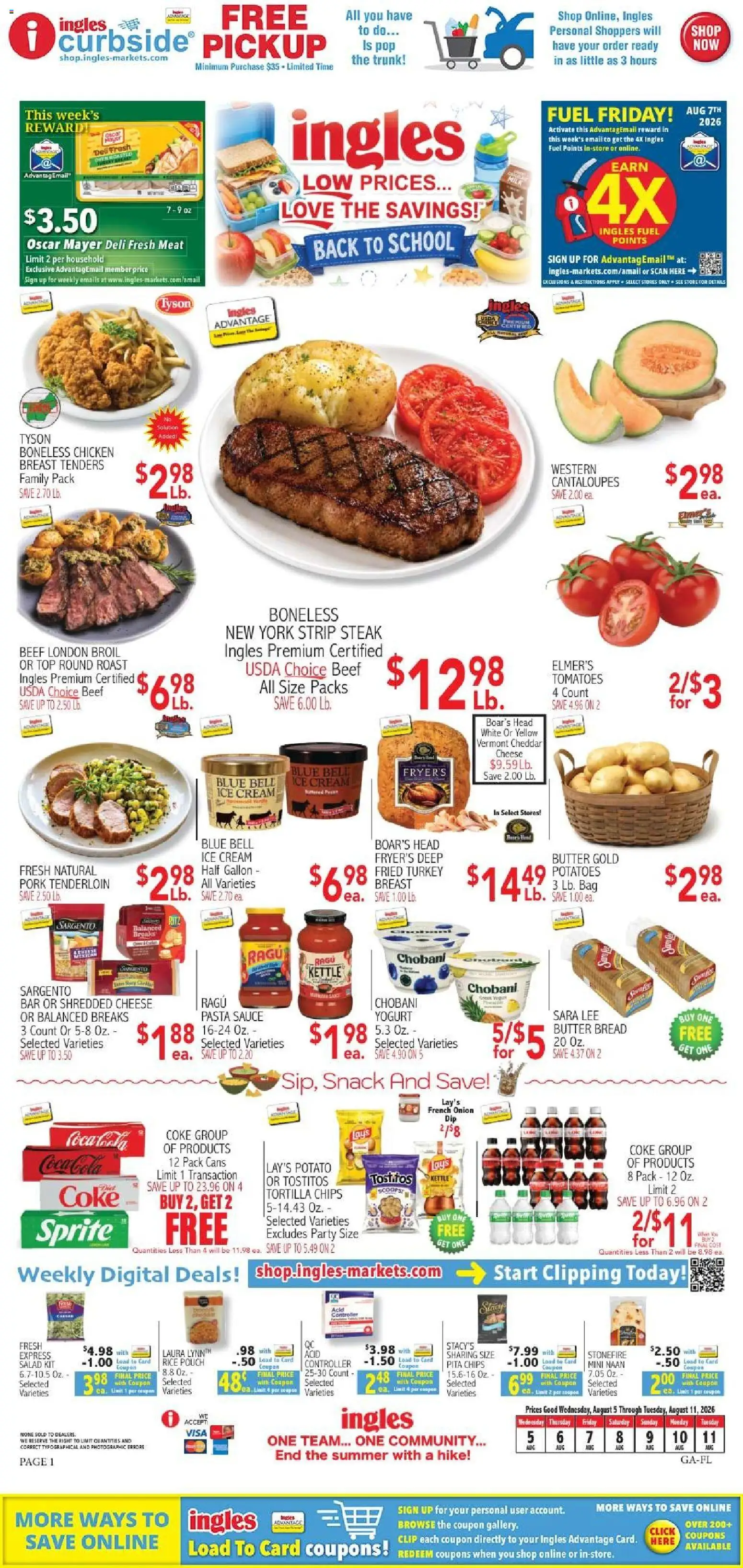 Ingles - Weekly flyer - valid from 08/12/2026 | Page: 1 | Products: Turkey breast, Pasta, Ice, Sprite