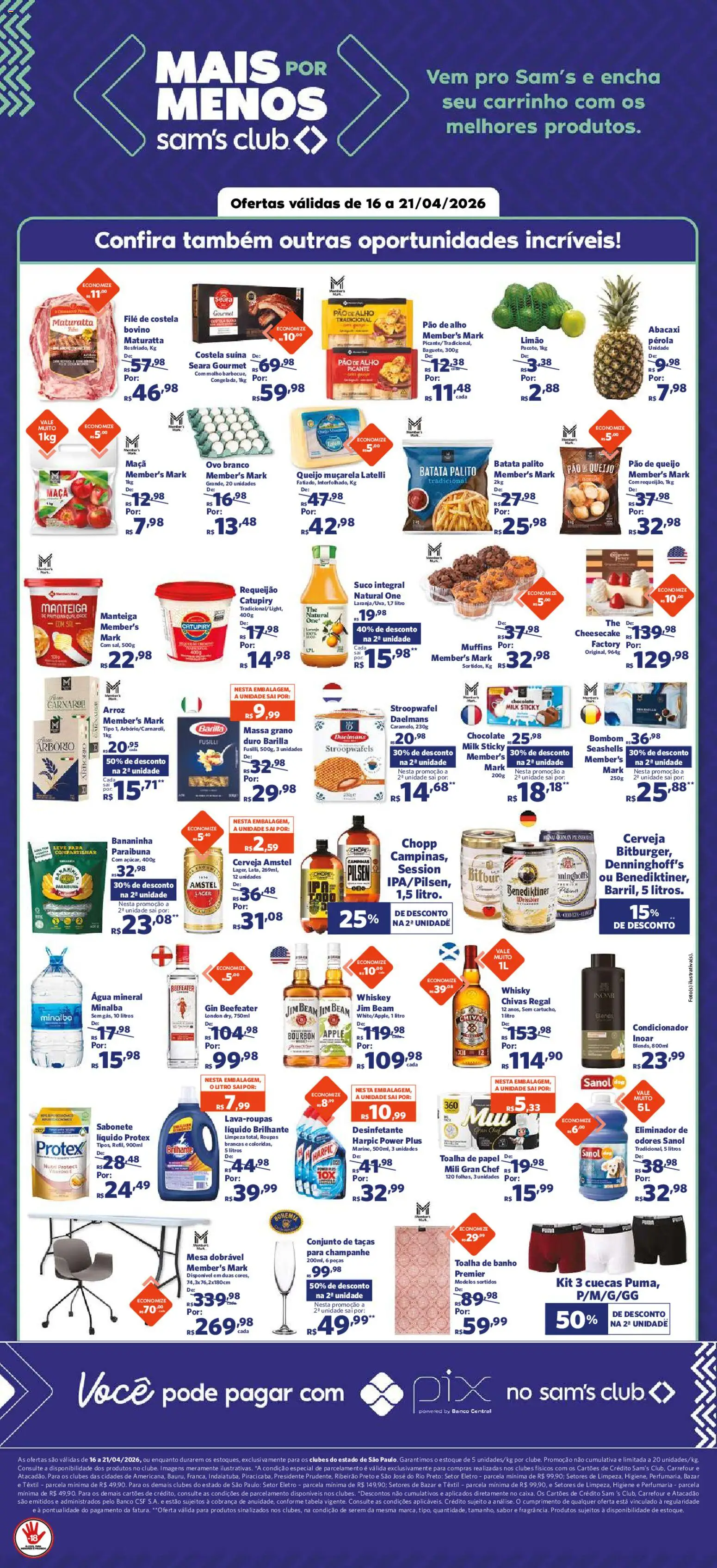 Sam's Club Folheto - válido de 16.04.2026 | Página: 2 | Produtos: Alho, Muçarela, Abacaxi, Gin