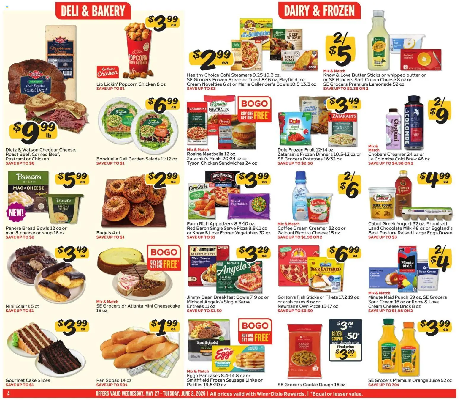 Winn Dixie Weekly Ad - valid from 27.05.2026 | Page: 4 | Products: Eggs, Bread, Coffee, Beer