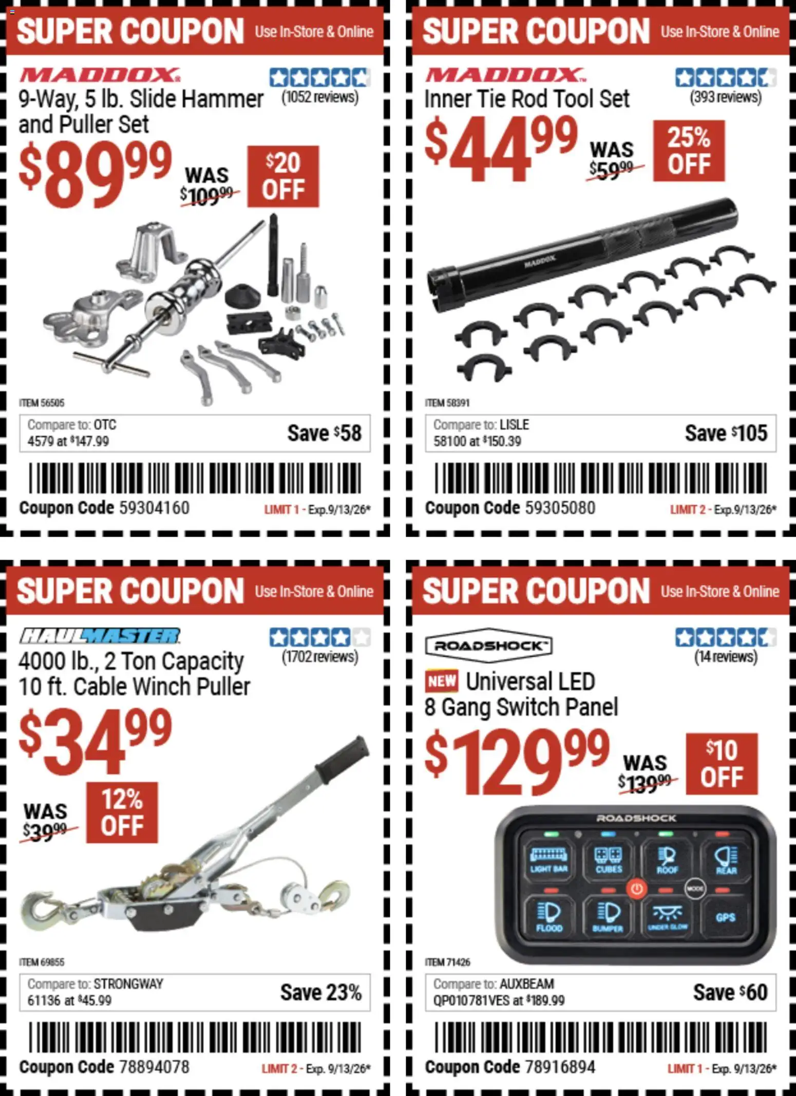 Harbor Freight Weekly Ad - valid from 08/31/2026 | Page: 4 | Products: Hammer, Switch, Cable, Rod