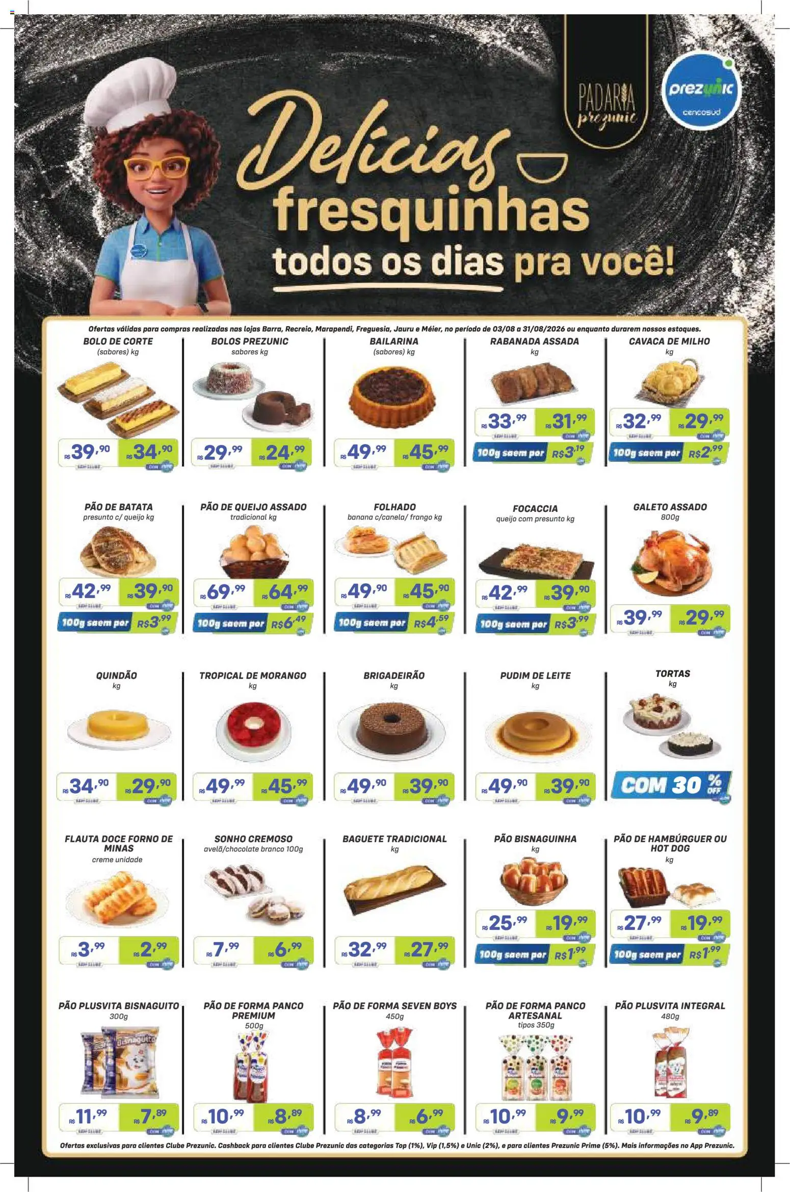 Prezunic Folheto - válido de 03/08/2026 | Página: 6 | Produtos: Forno, Pão, Frango, Pão de queijo