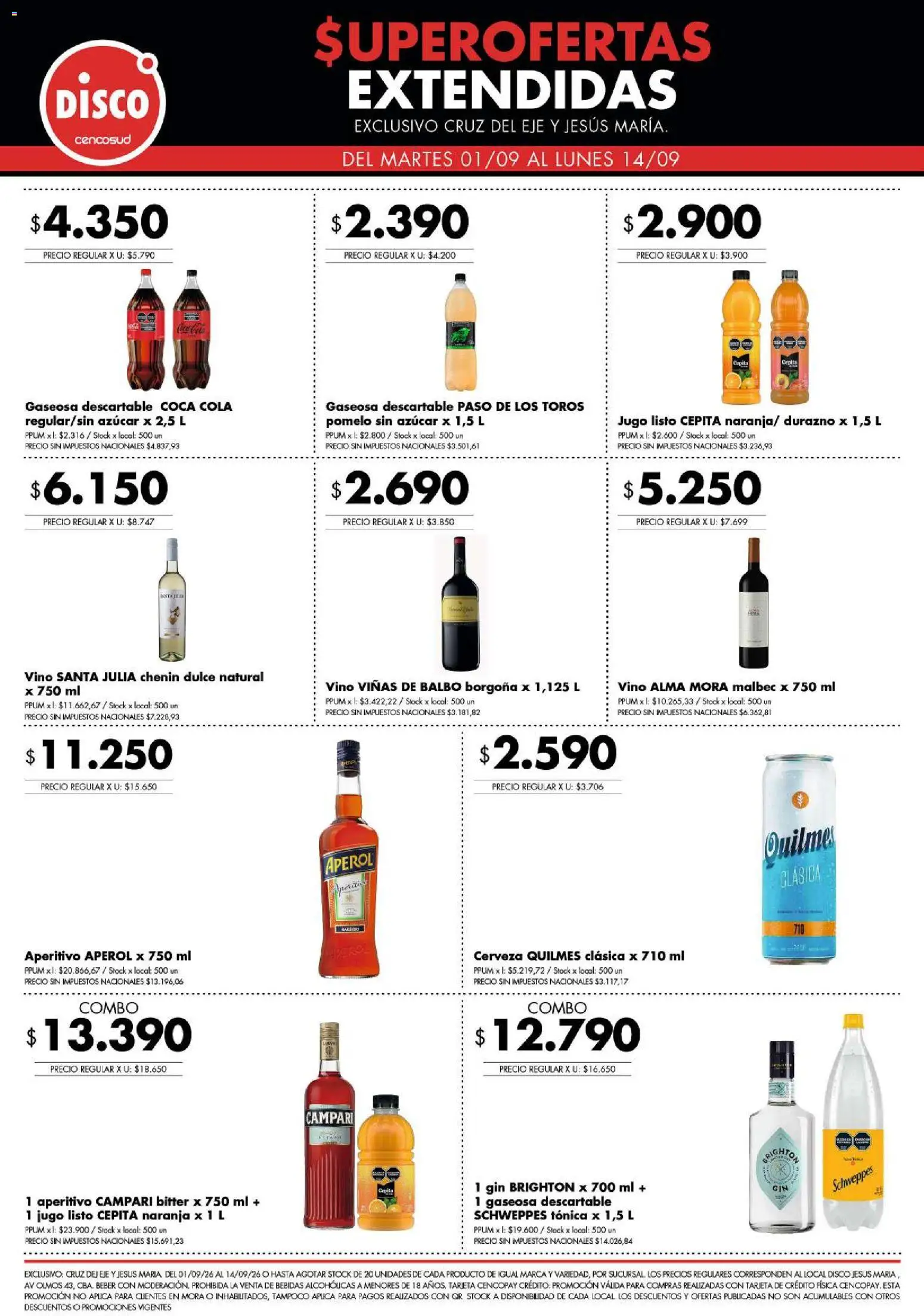 Disco - Ofertas │ válido desde el 01/09/2026 | Página: 4 | Productos: Campari, Bebidas, Azucar, Jugo