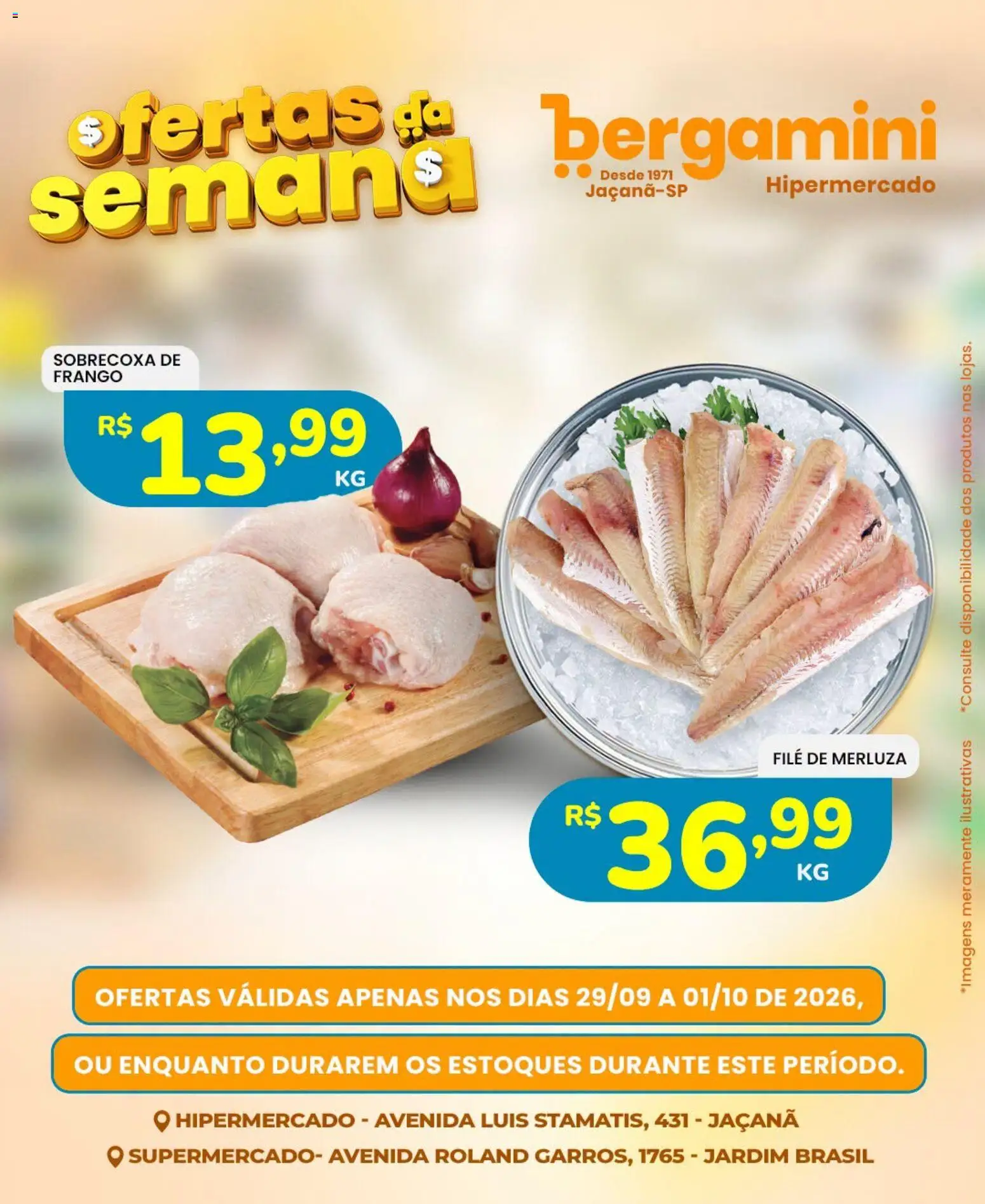 Supermercado Bergamini Folheto - válido de 29/09/2026 | Página: 3 | Produtos: Sobrecoxa de frango, Frango