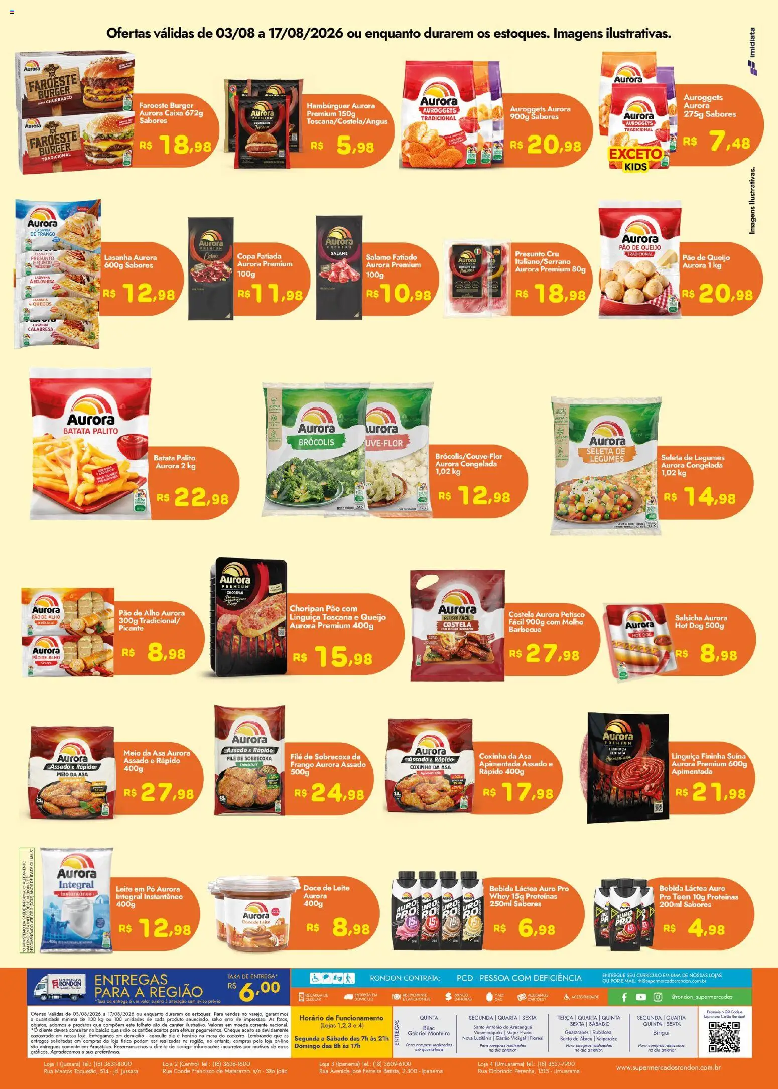 Supermercados Rondon Folheto - válido de 03/08/2026 | Página: 2 | Produtos: Queijo, Pão, Lasanha, Frango