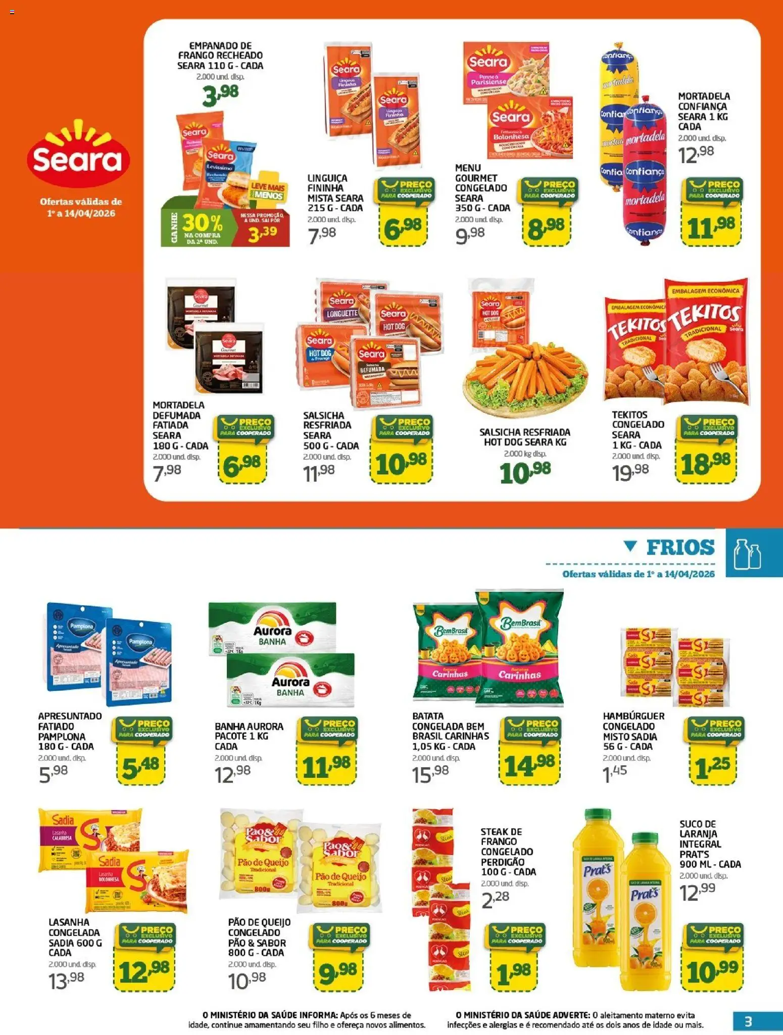 Cooper Folheto - válido de 14.04.2026 | Página: 3 | Produtos: Salsicha, Queijo, Mortadela, Batata