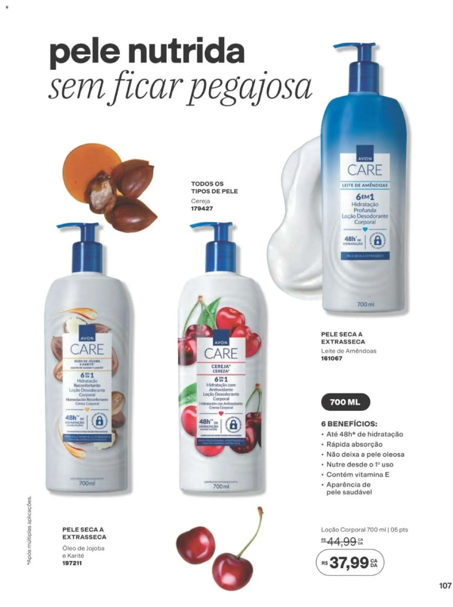 Avon Folheto - válido de 19/07/2026 | Página: 107 | Produtos: Cereja, Leite, Óleo, Amêndoas