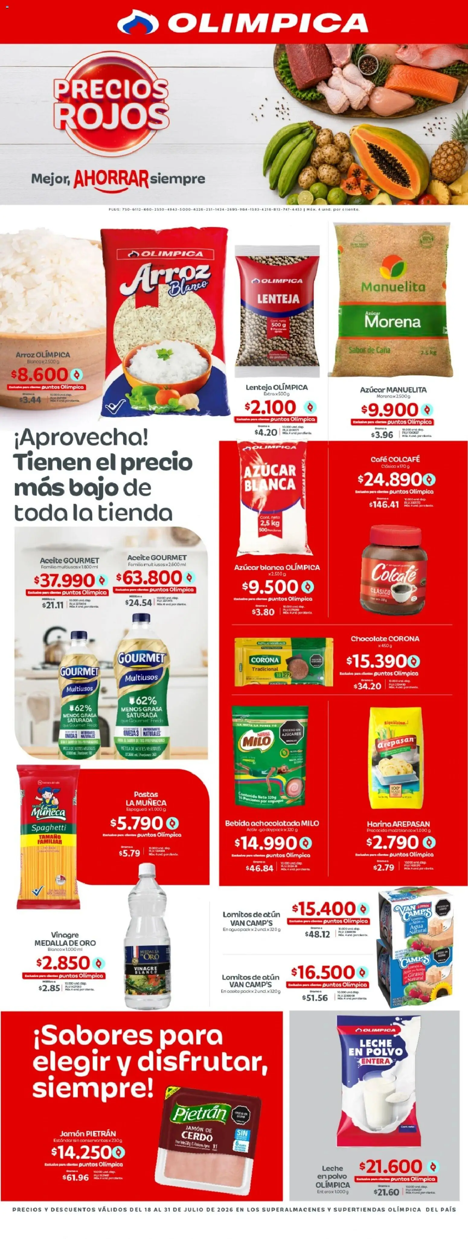 Olímpica revista - valida desde el 18/07/2026 | Página: 1 | Productos: Atún, Harina, Leche, Café