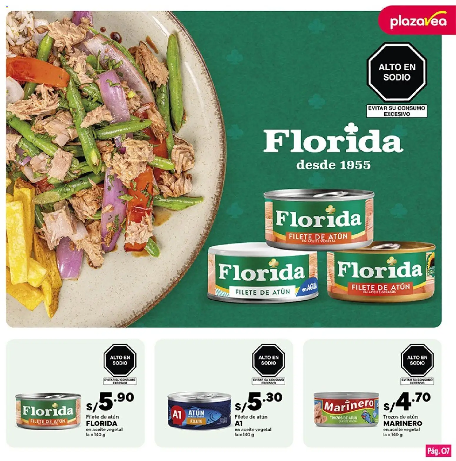 Catálogo Plaza Vea válido desde 01/09/2026 | Página: 7 | Productos: Atún, Aceite, Filete, Agua