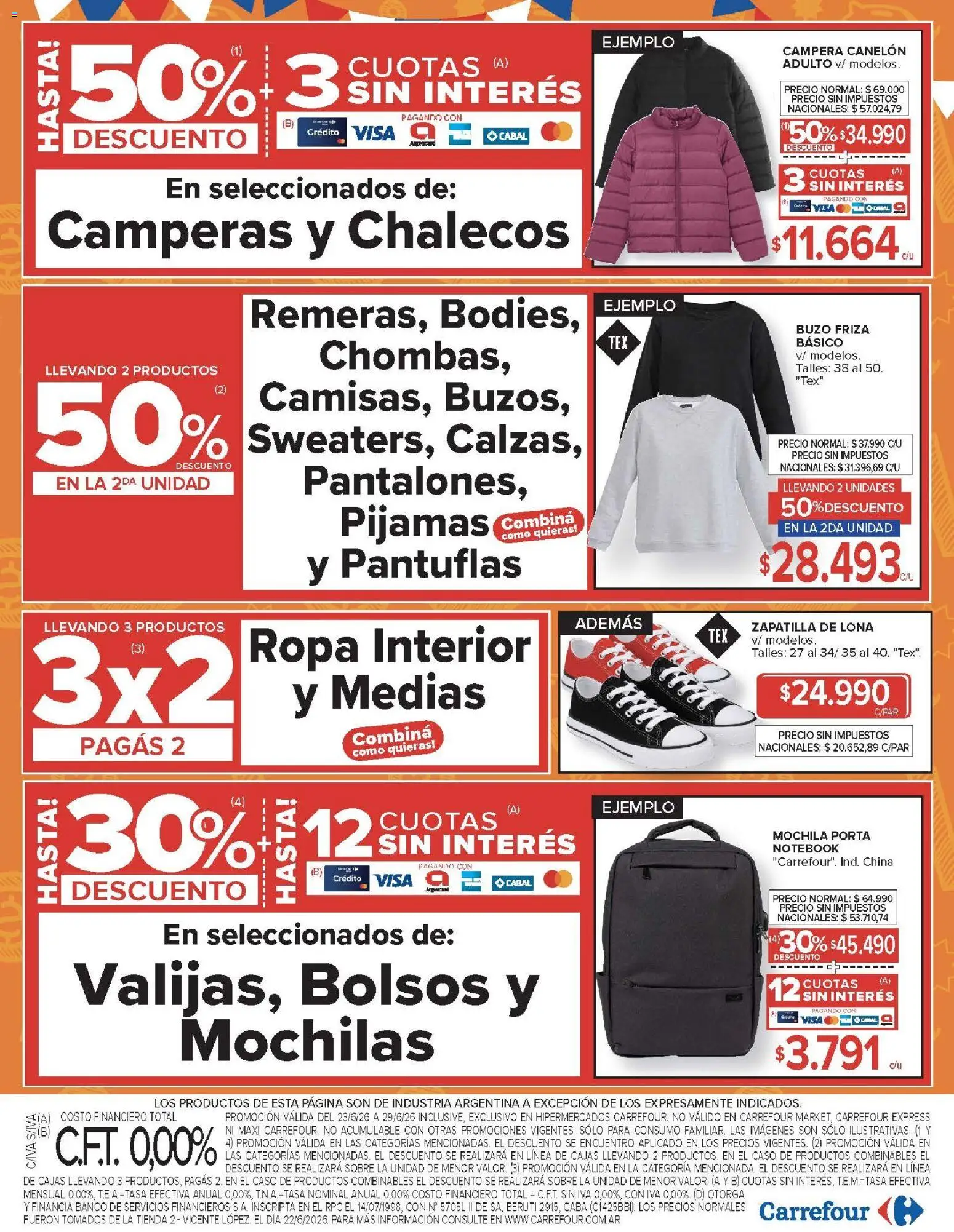 Carrefour ofertas │ válido desde el 23/06/2026 | Página: 26 | Productos: Ropa, Ropa interior, Medias, Mochila