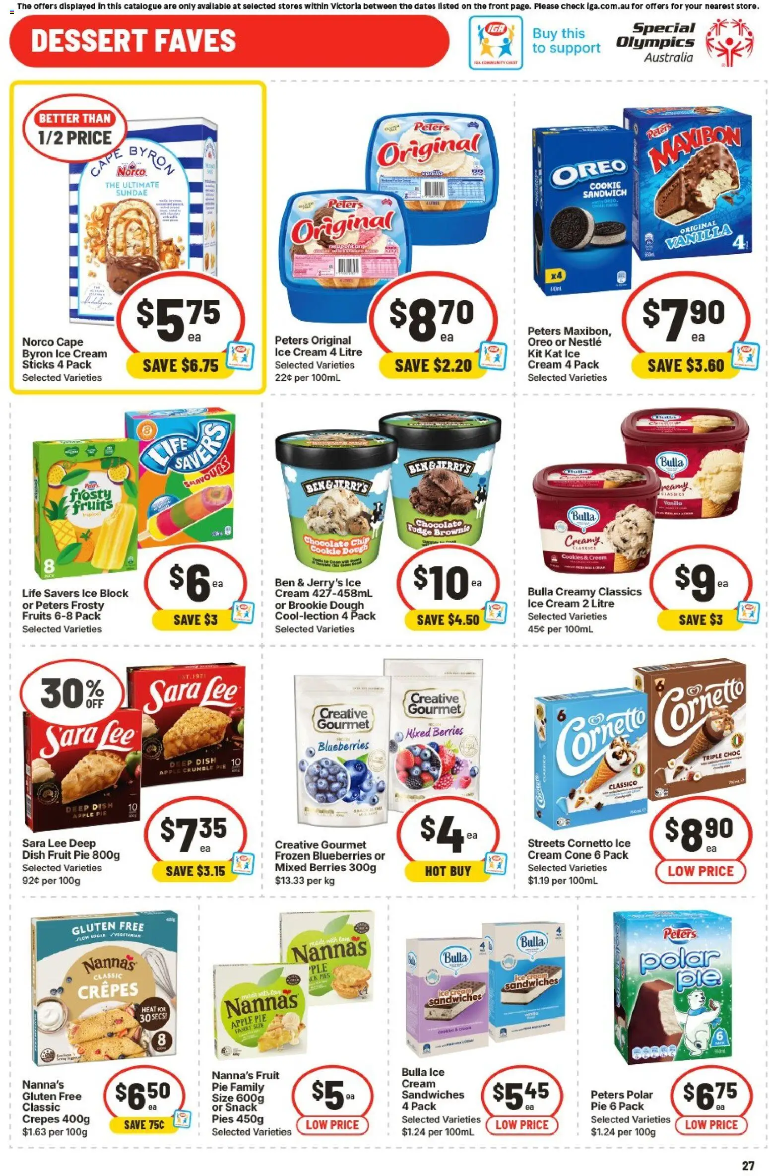 IGA catalogue - valid from 06.05.2026 | Page: 25 | Products: Chocolate, Cream, Fruits, Pies