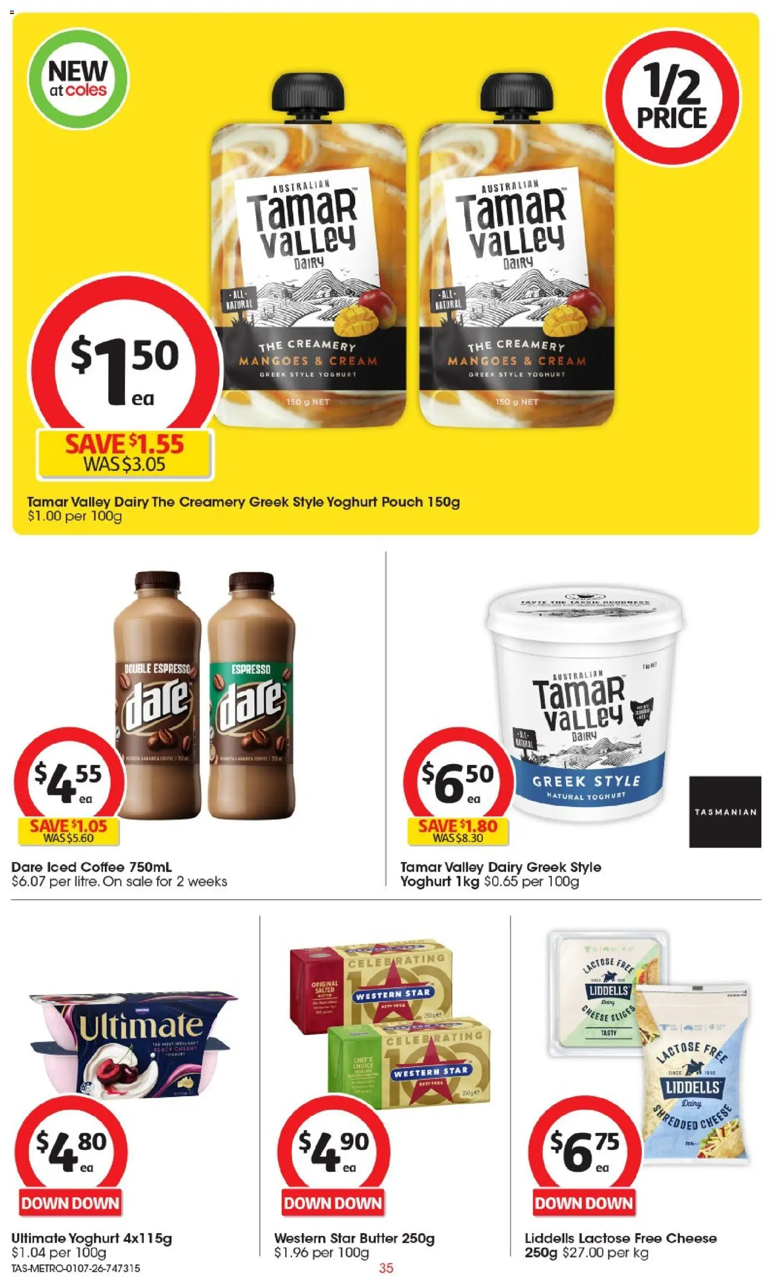 Coles catalogue - valid from 01/07/2026 | Page: 35 | Products: Dairy, Butter, Coffee, Cream