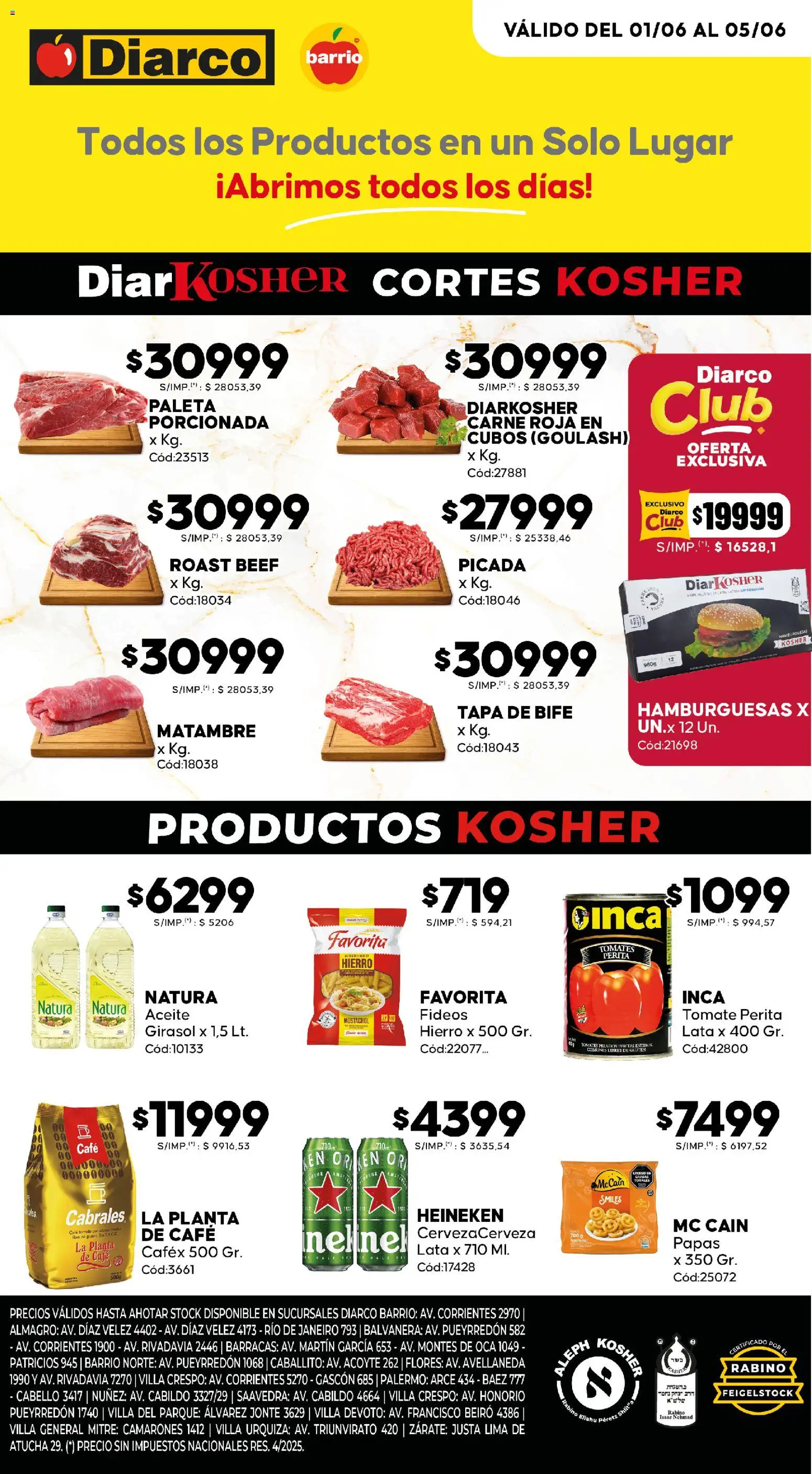 Diarco - Ofertas Kosher │ válido desde el 01.06.2026 | Página: 1 | Productos: Aceite, Lima, Tomate, Fideos