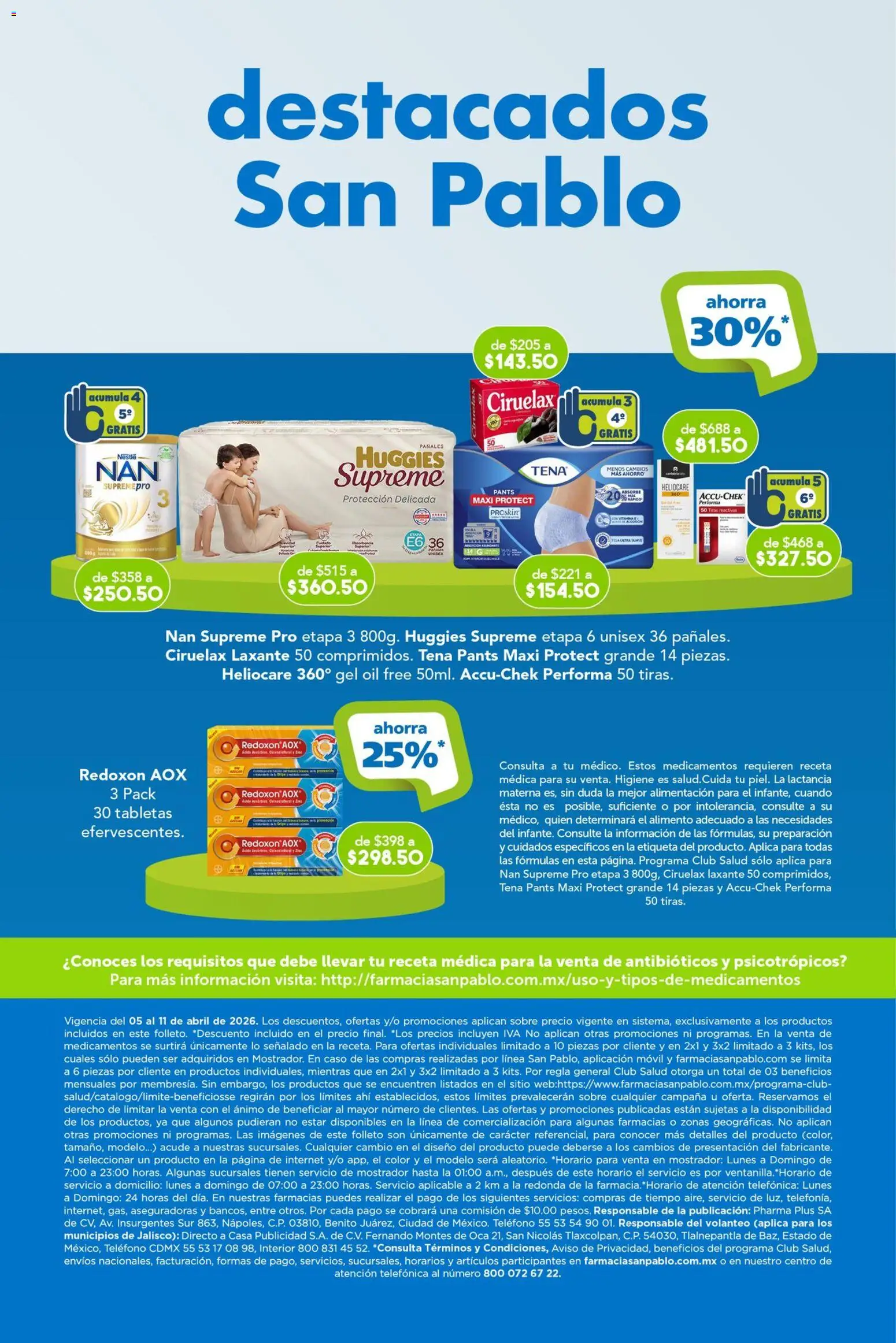 Nuevas ofertas de Farmacia San Pablo válidas en toda la República Mexicana desde el 05.04.2026. ¡Encuentra las mejores ofertas en Farmacia San Pablo catálogo! | Página: 15 | Productos: Azúcar, Pañales, Teléfono, Campana