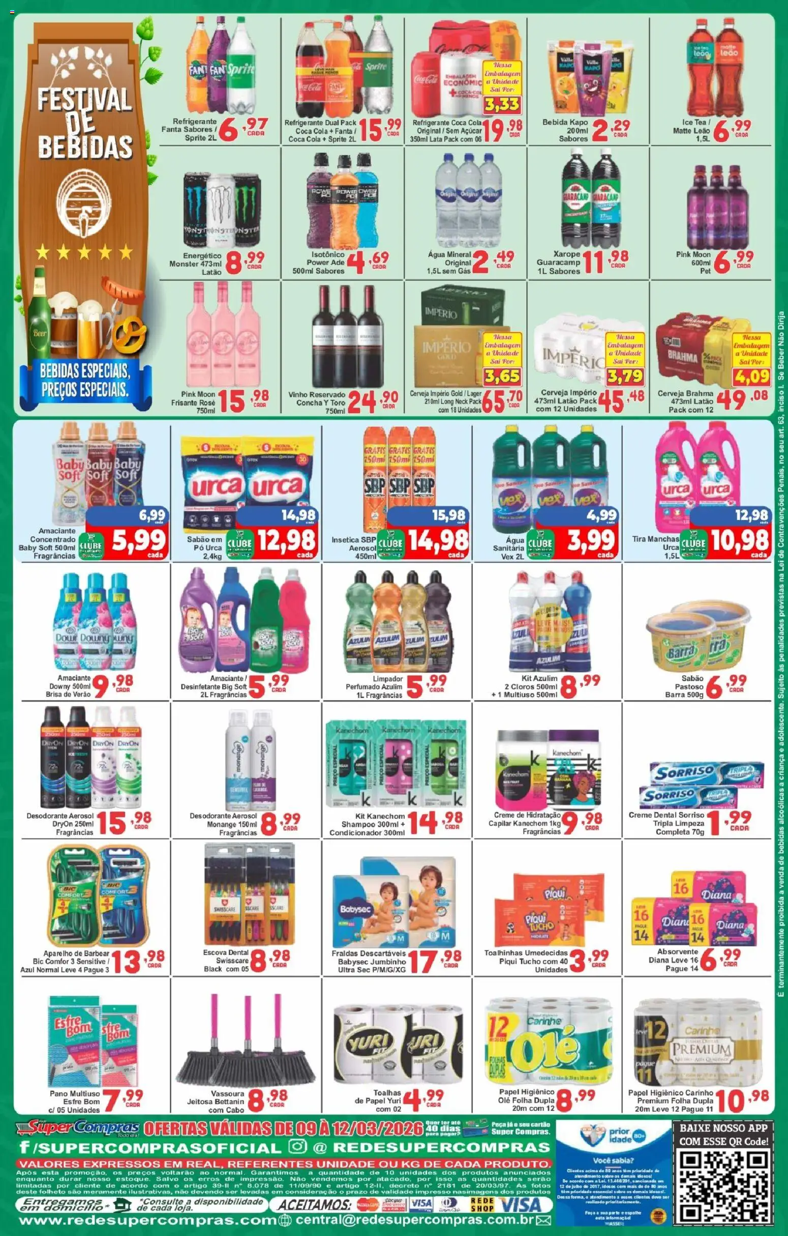 Rede Super Compras Folheto - válido de 09.03.2026 | Página: 4 | Produtos: Shampoo, Papel higienico ole, Absorvente, Cabo