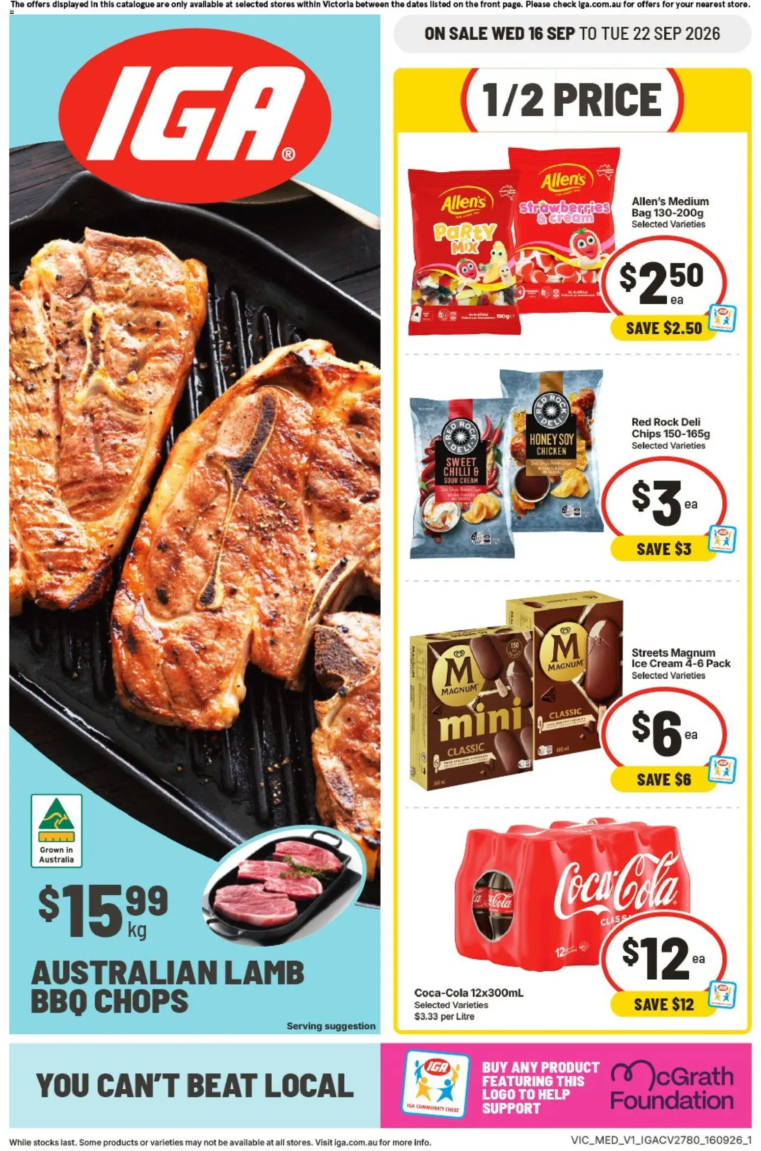 IGA catalogue - valid from 16/09/2026 | Page: 1 | Products: Chicken, Chilli, Ice, Magnum ice cream