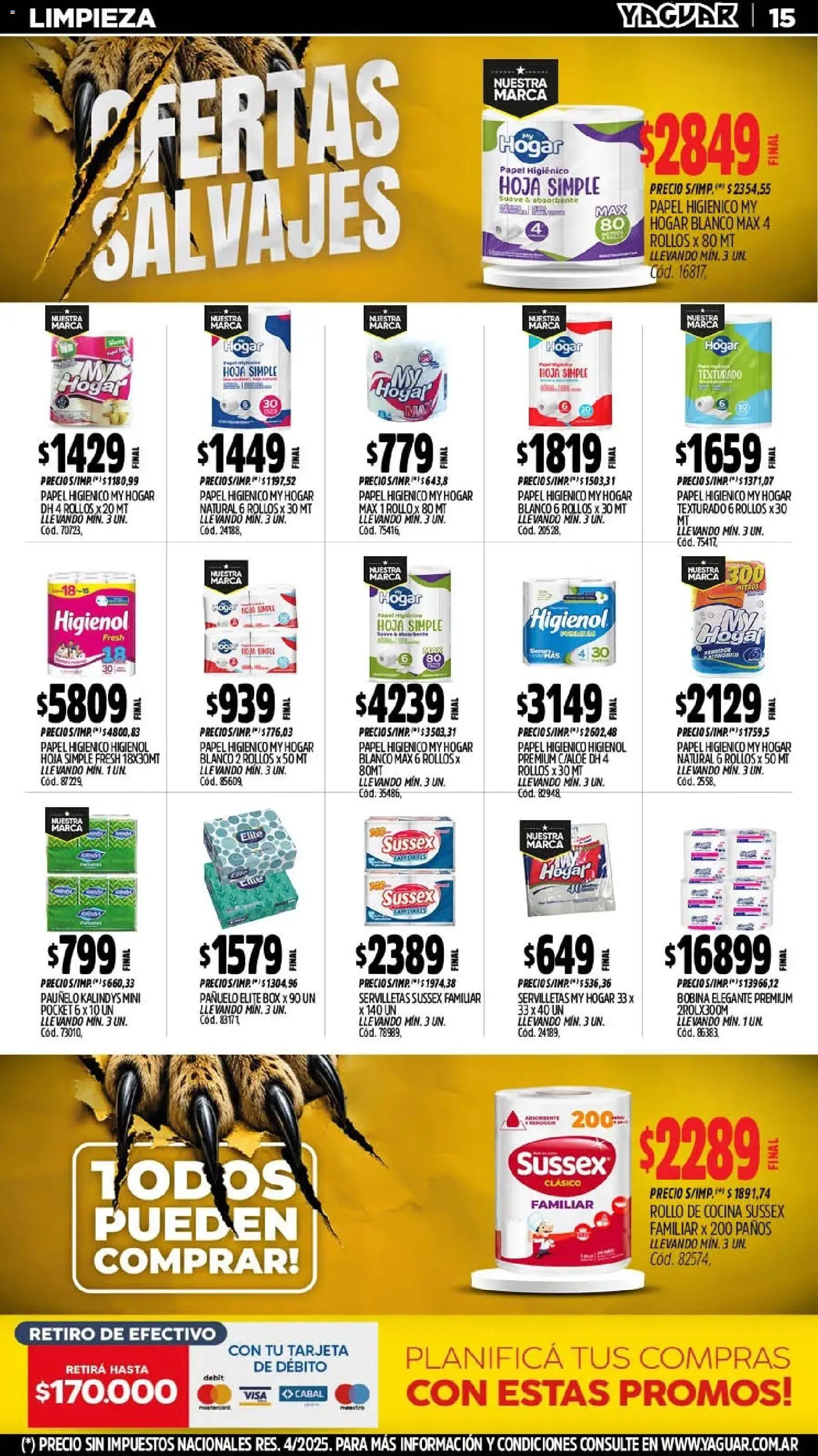 Yaguar - Oferta Semanal San Juan │ válido desde el 10/08/2026 | Página: 17 | Productos: Papel higiénico, Pañuelo, Cocina, Servilletas