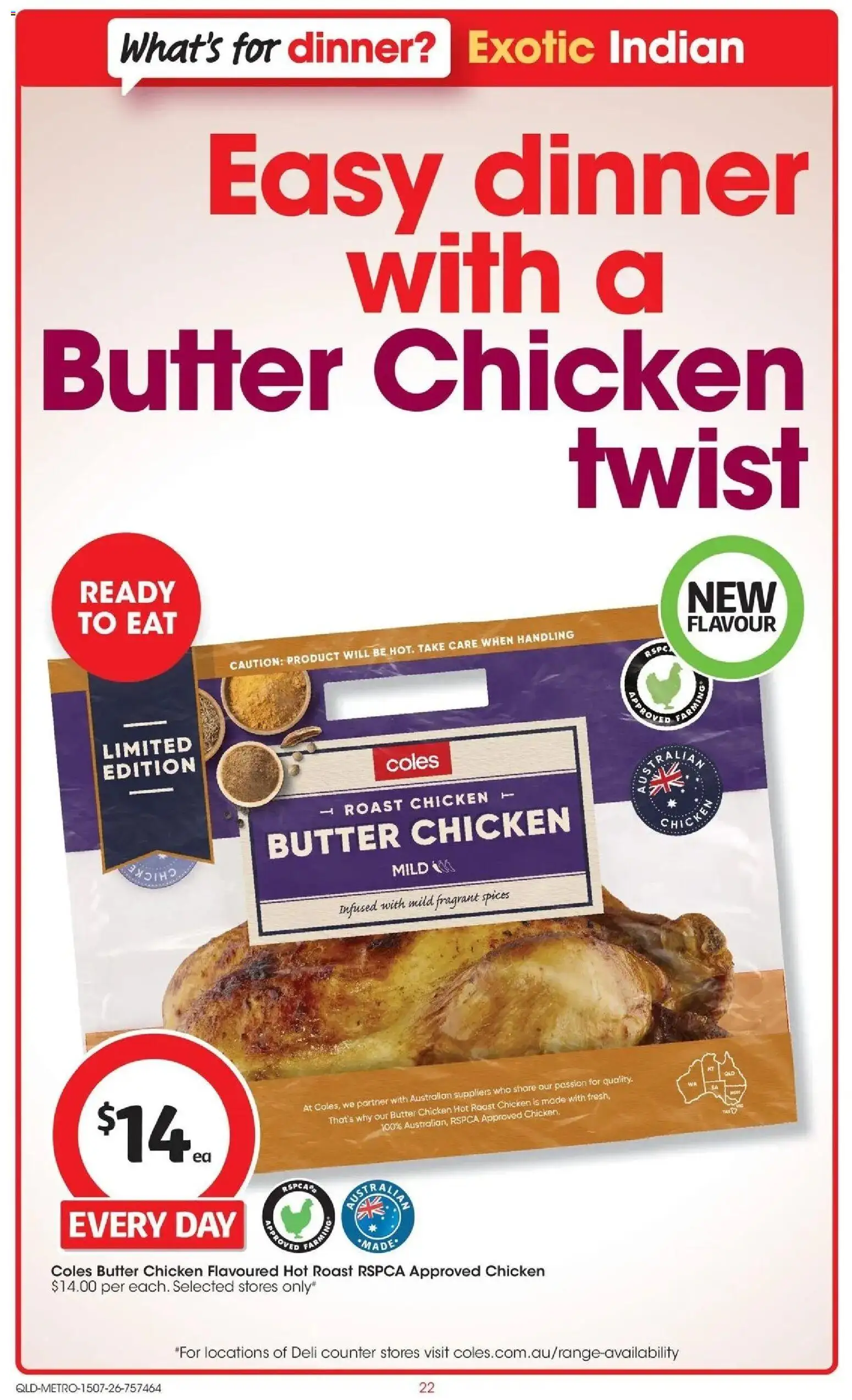 Coles catalogue - valid from 15/07/2026 | Page: 22 | Products: Butter, Chicken, Spices, Roast