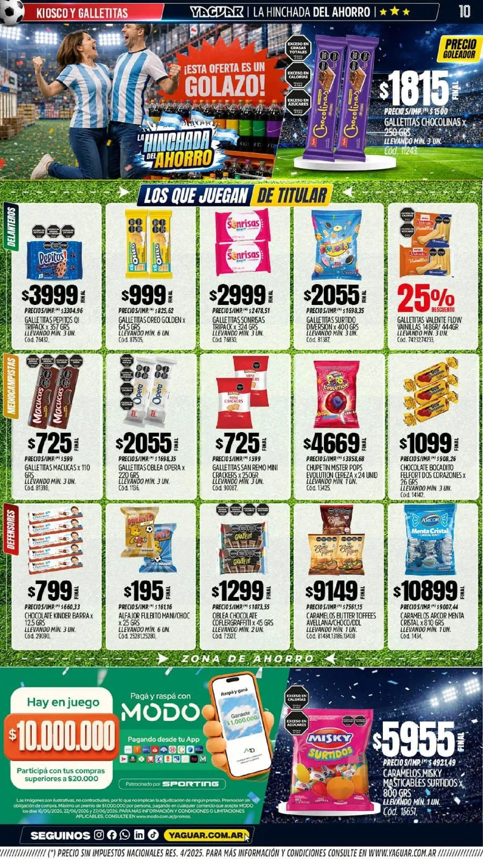 Yaguar - Oferta Semanal Parque Chacabuco │ válido desde el 15.06.2026 | Página: 10 | Productos: Galletitas, Chocolate, Alfajor