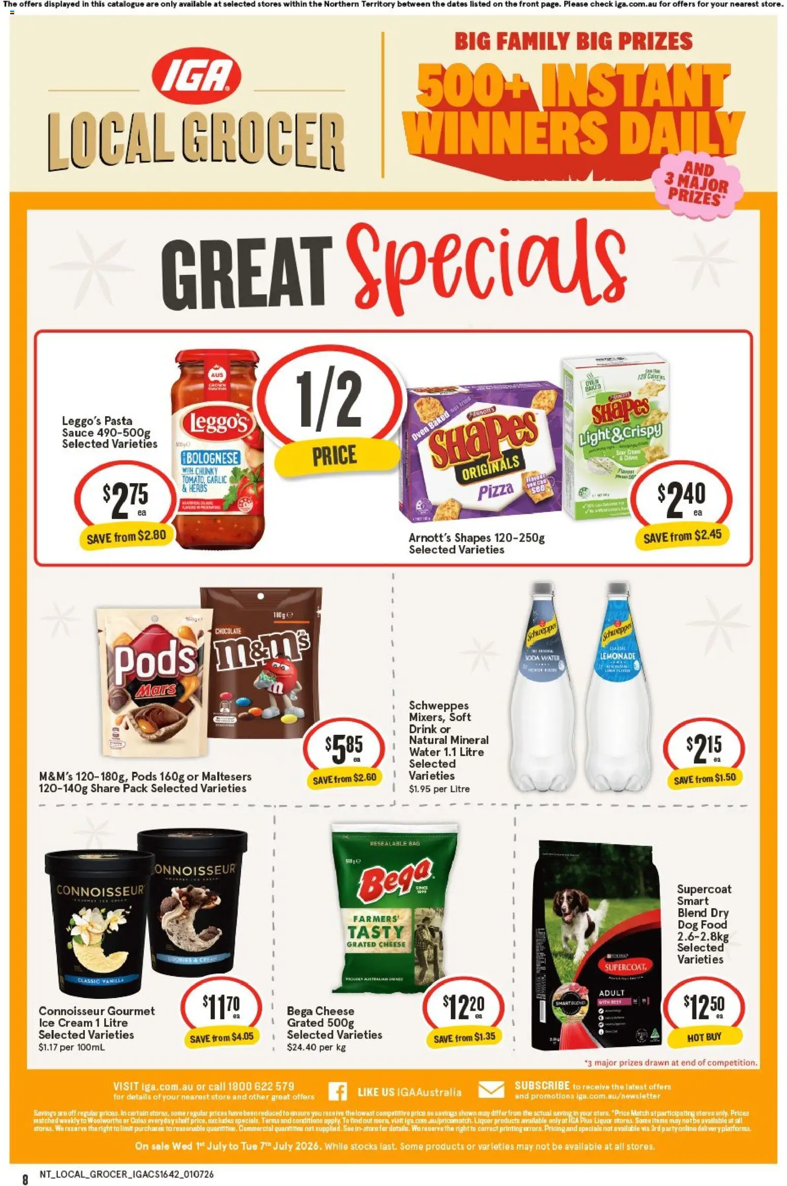 IGA catalogue - valid from 01/07/2026 | Page: 2 | Products: Pizza, Beef, Cream, Water