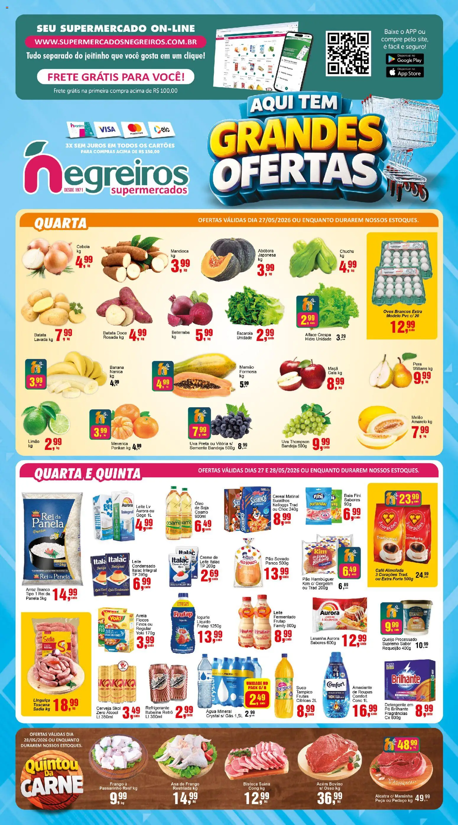 Negreiros Folheto - válido de 27.05.2026 | Página: 1 | Produtos: Almofada, Maminha, Queijo, Creme