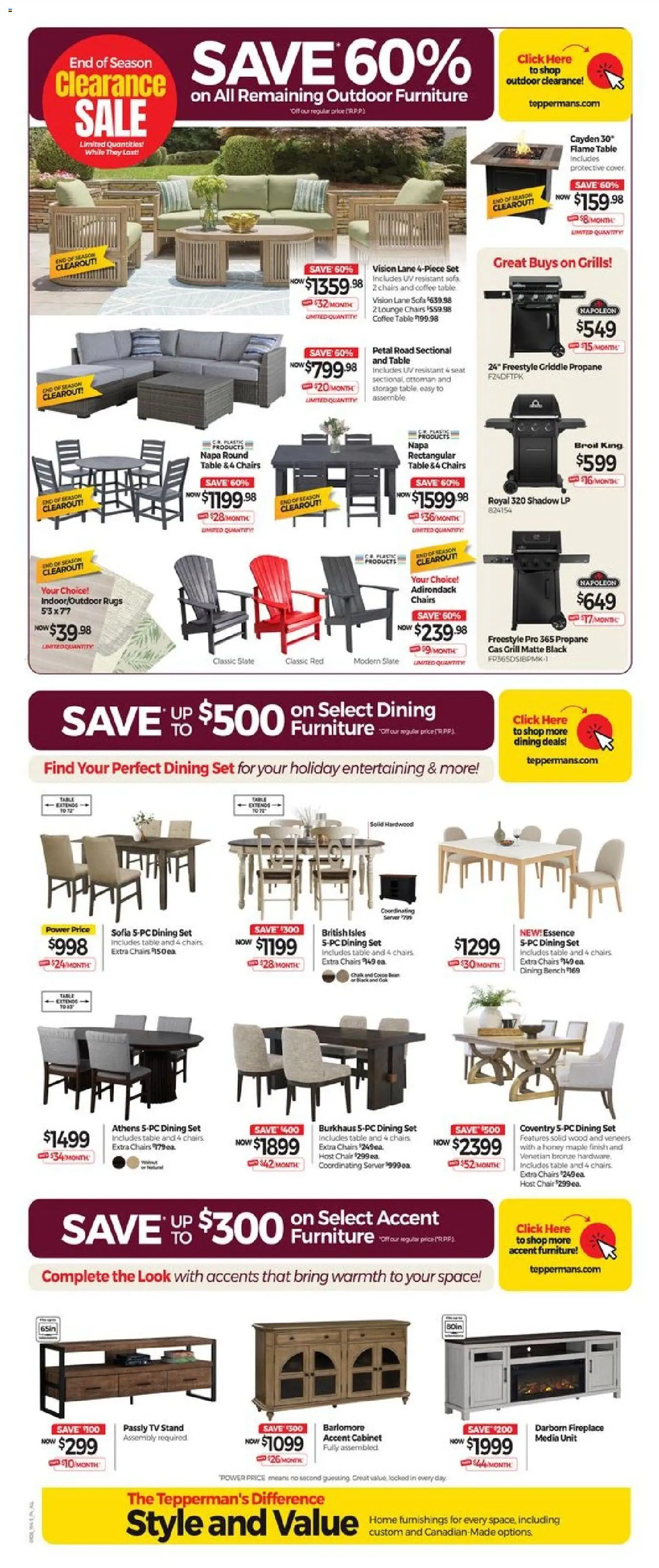 Tepperman's flyer valid from Sep 18, 2026 | Page: 5 | Products: Dining set, Table, Coffee, Chairs