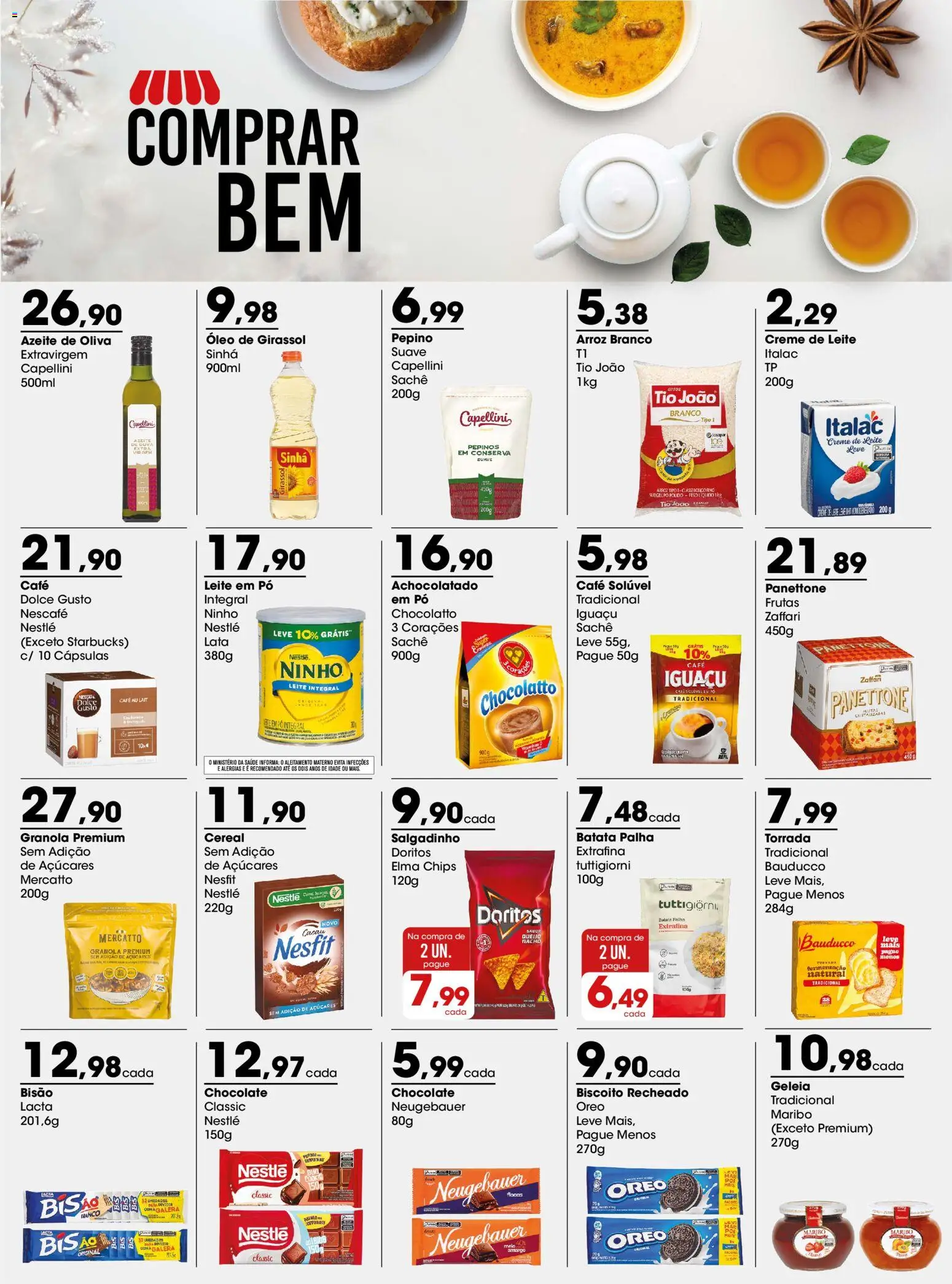 Zaffari Folheto - válido de 31/08/2026 | Página: 1 | Produtos: Elma Chips, Creme de leite, Óleo de girassol, Café solúvel