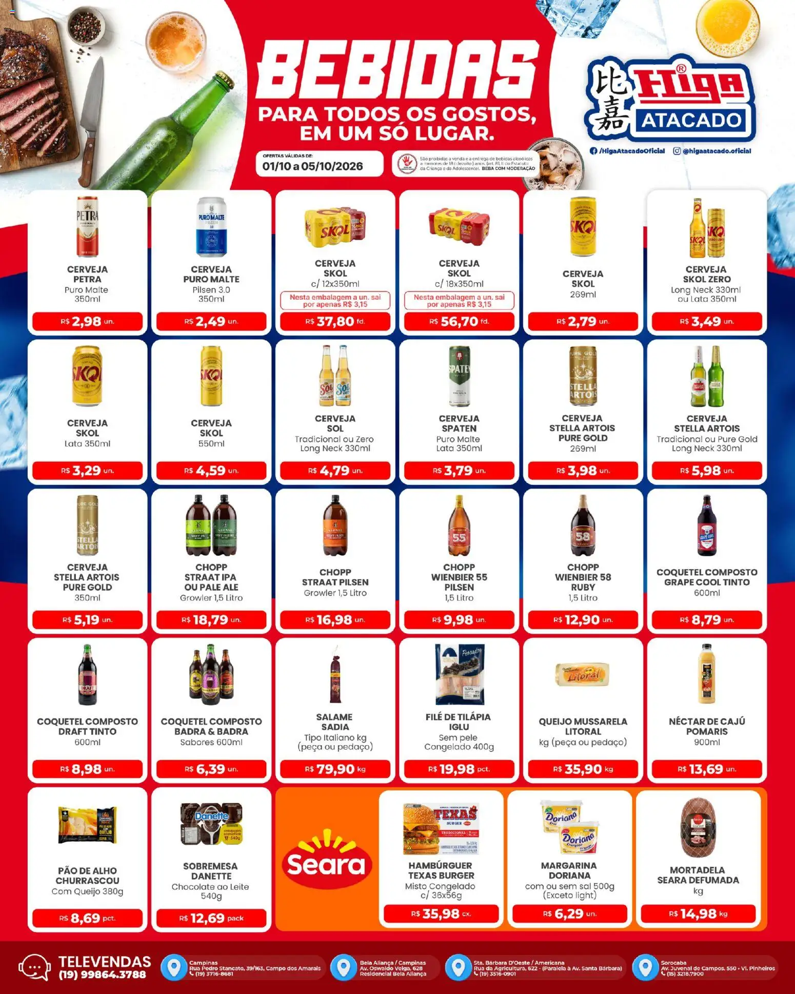 Higa Atacado Folheto - válido de 01/10/2026 | Página: 3 | Produtos: Bebidas, Chocolate, Sal, Margarina