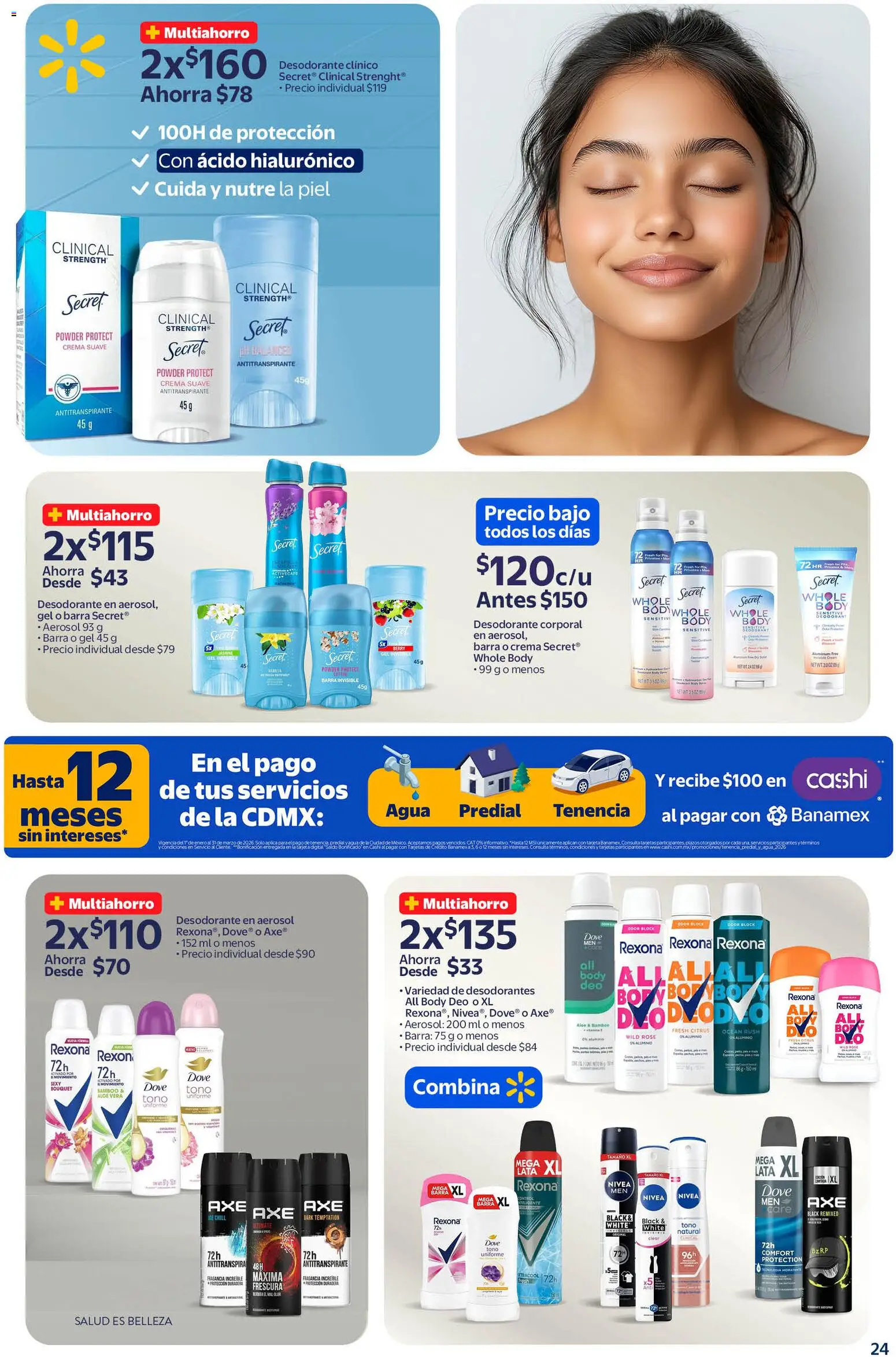 Nuevas ofertas de Walmart válidas en toda la República Mexicana desde el 11/02/2026. ¡Encuentra las mejores ofertas en Walmart folleto! | Página: 24 | Productos: Antitranspirante, Barra, Aloe Vera, Fragancia
