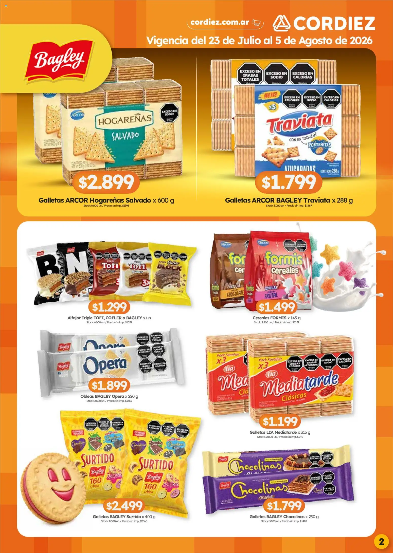 Cordiez ofertas │ válido desde el 23/07/2026 | Página: 2 | Productos: Chocolate, Alfajor, Cereales, Galletas