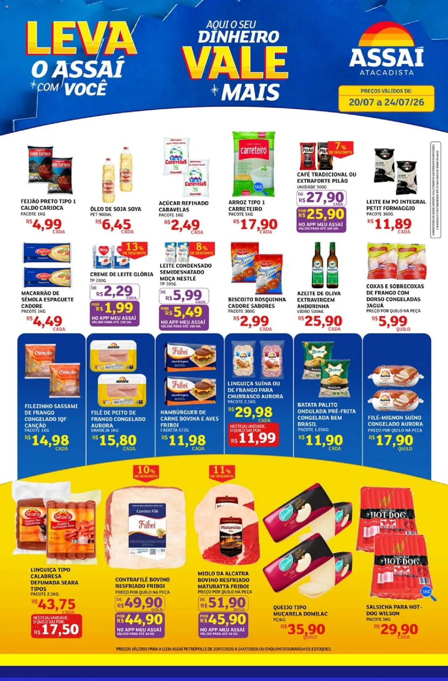 Assaí Atacadista Folheto - válido de 20/07/2026 | Página: 1 | Produtos: Feijão, Salsicha, Creme de leite, Frango