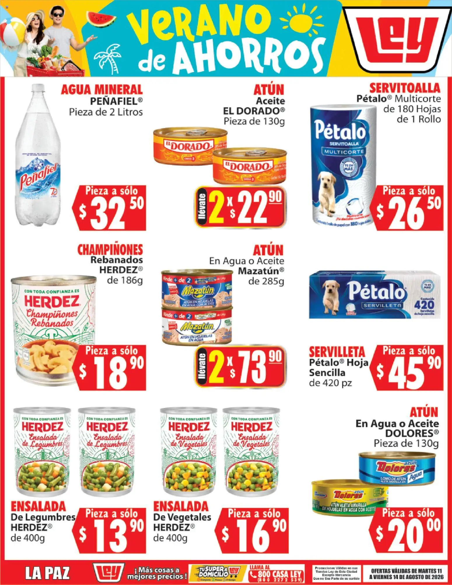 Nuevas ofertas de Casa Ley válidas en toda la República Mexicana desde el 11/08/2026. ¡Encuentra las mejores ofertas en Casa Ley folleto Verano de ahorros! | Página: 5 | Productos: Agua, Aceite, Agua mineral, Champiñones