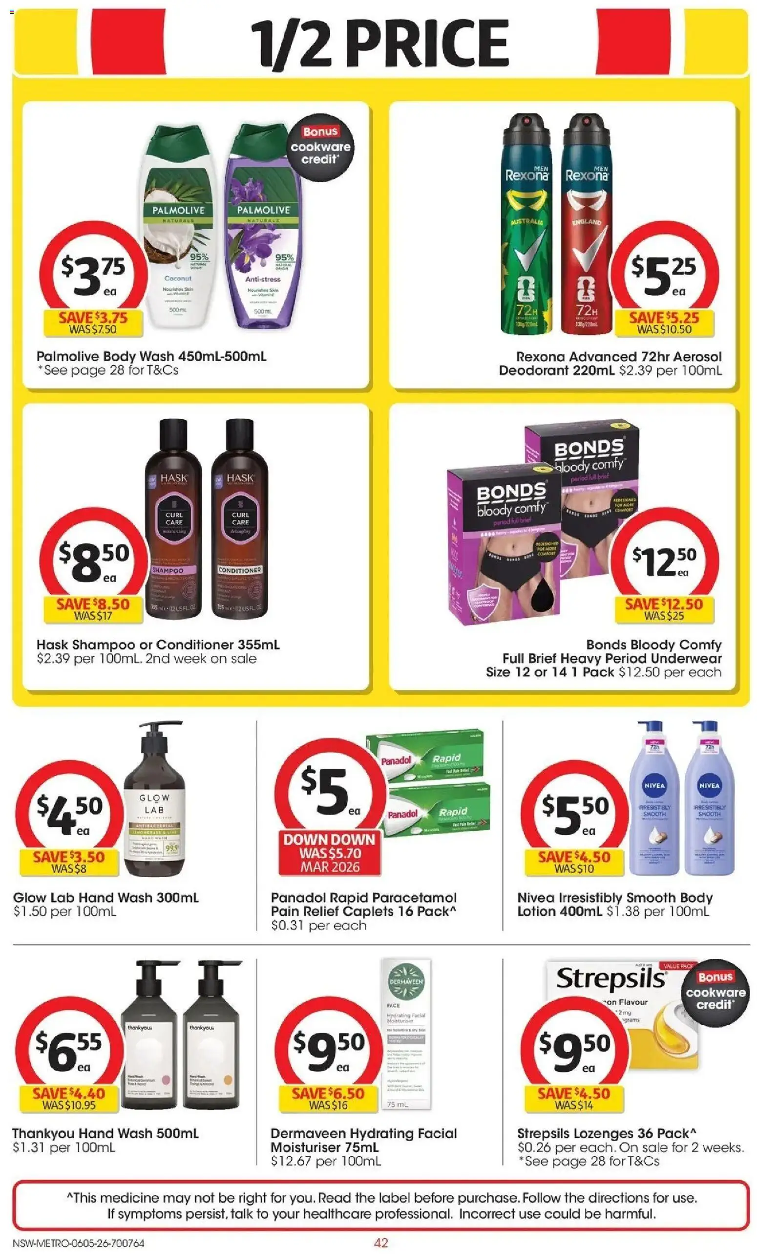 Coles catalogue - valid from 05.05.2026 | Page: 42 | Products: Shampoo, Moisturiser, Cookware, Pain relief