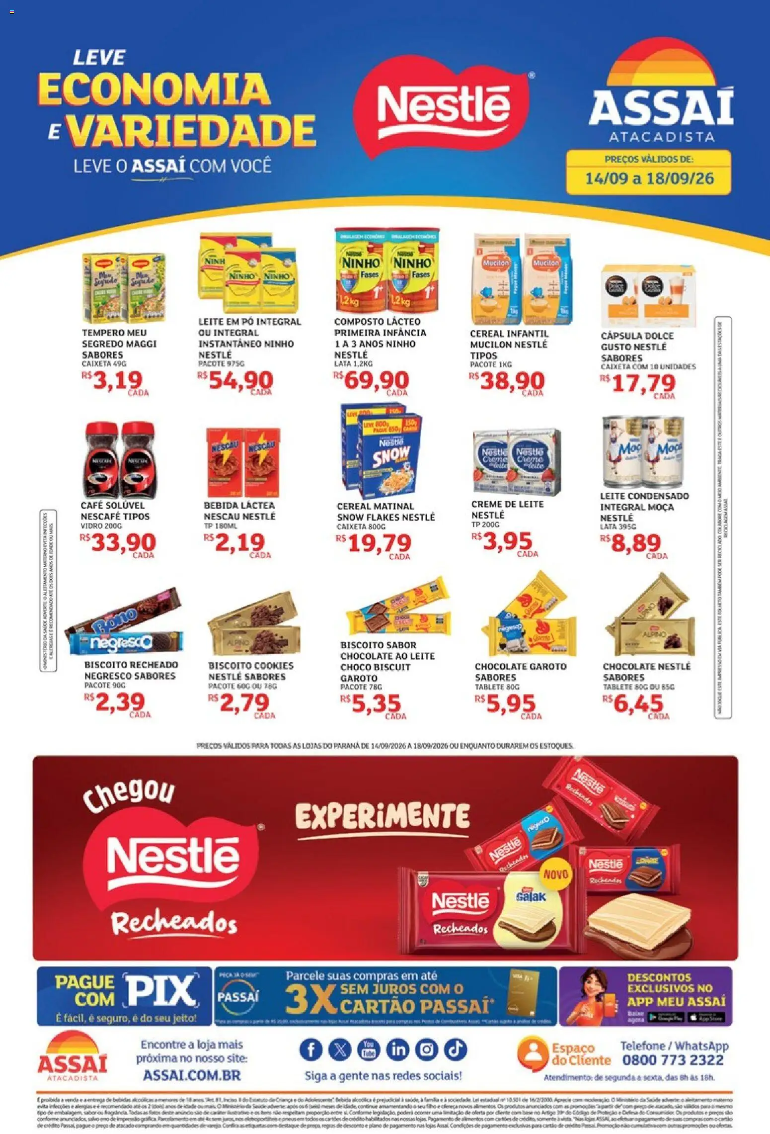 Assaí Atacadista Folheto - válido de 14/09/2026 | Página: 1 | Produtos: Telefone, Cookies, Biscoito recheado, Café solúvel