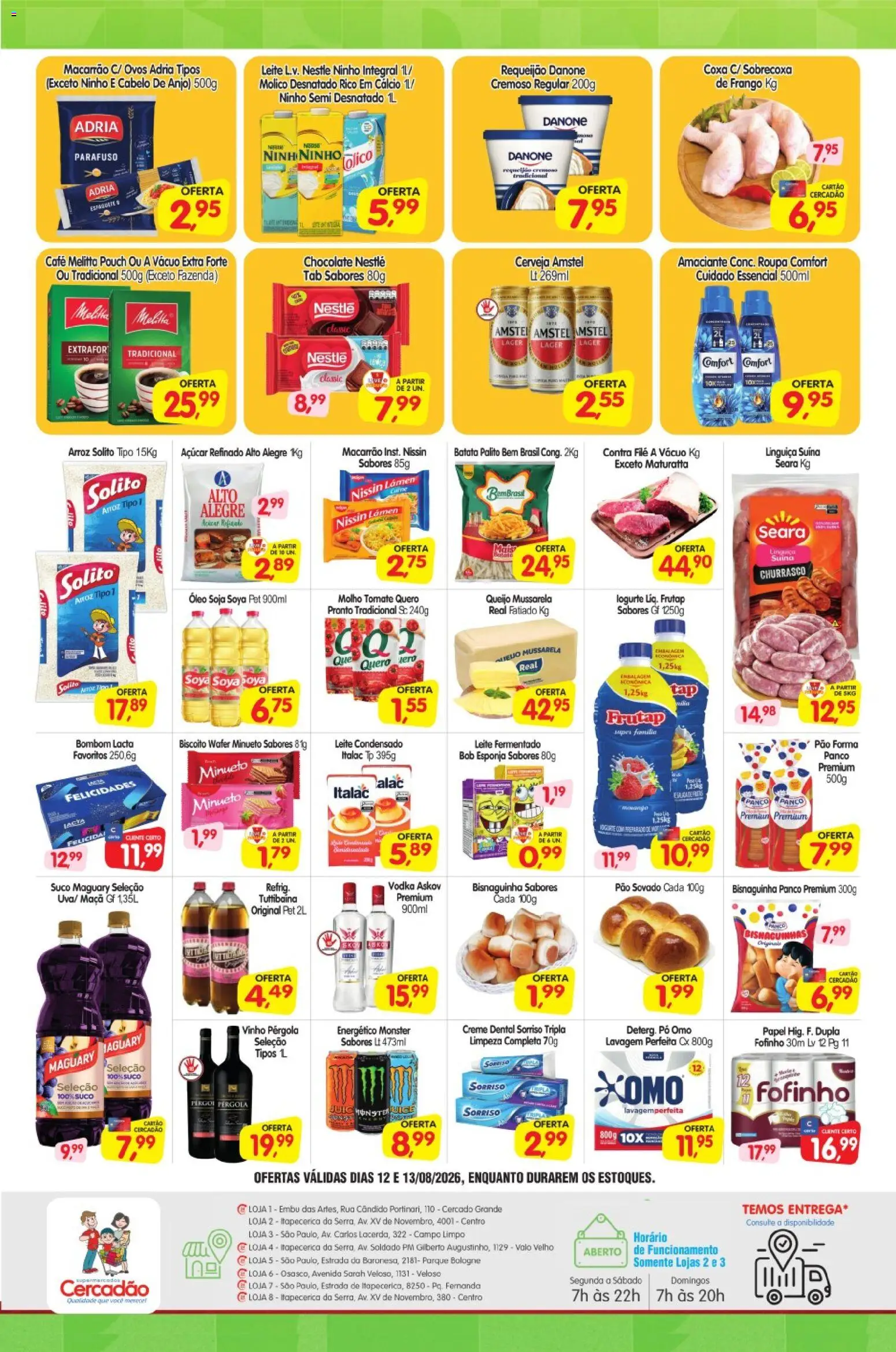 Cercadão Folheto - válido de 12/08/2026 | Página: 2 | Produtos: Linguiça, Óleo, Amaciante, Soja
