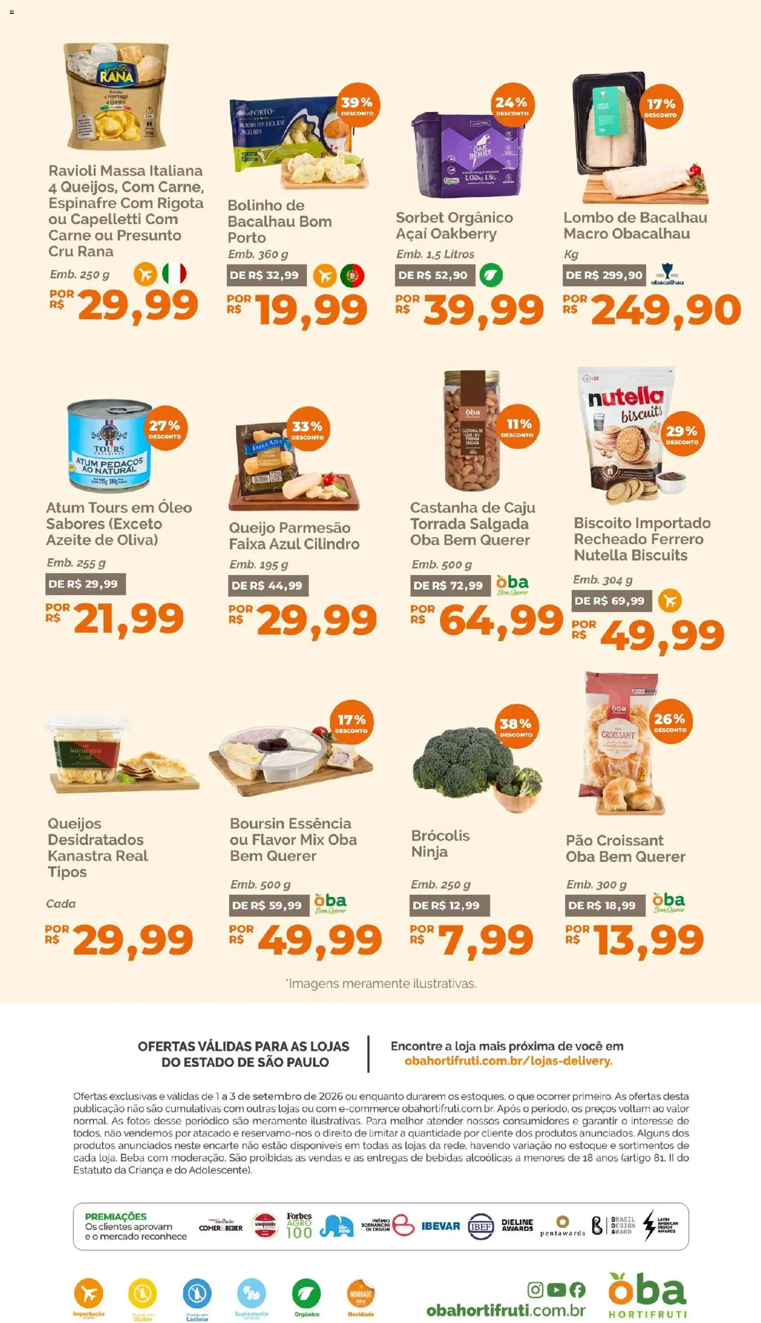 Oba Hortifruti Folheto - válido de 01/09/2026 | Página: 10 | Produtos: Óleo, Nutella, Queijo parmesão, Brócolis