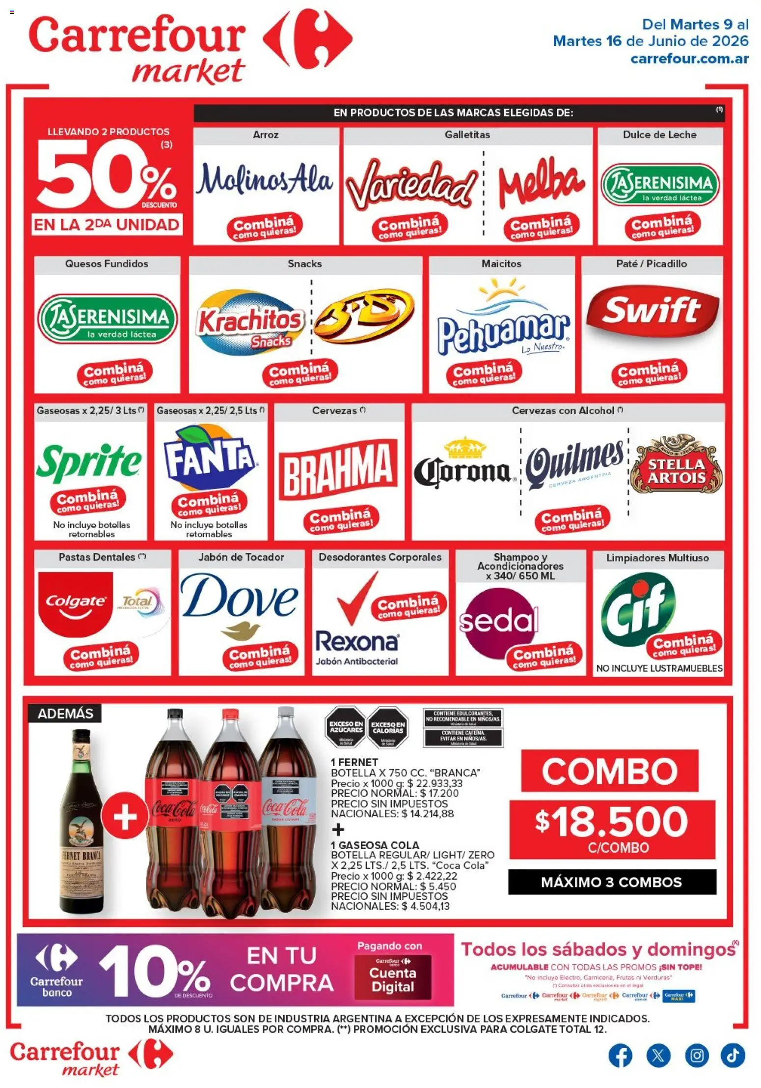 Carrefour Market - Market Paraná y Concordia │ válido desde el 09.06.2026 | Página: 2 | Productos: Galletitas, Shampoo, Fernet, Leche
