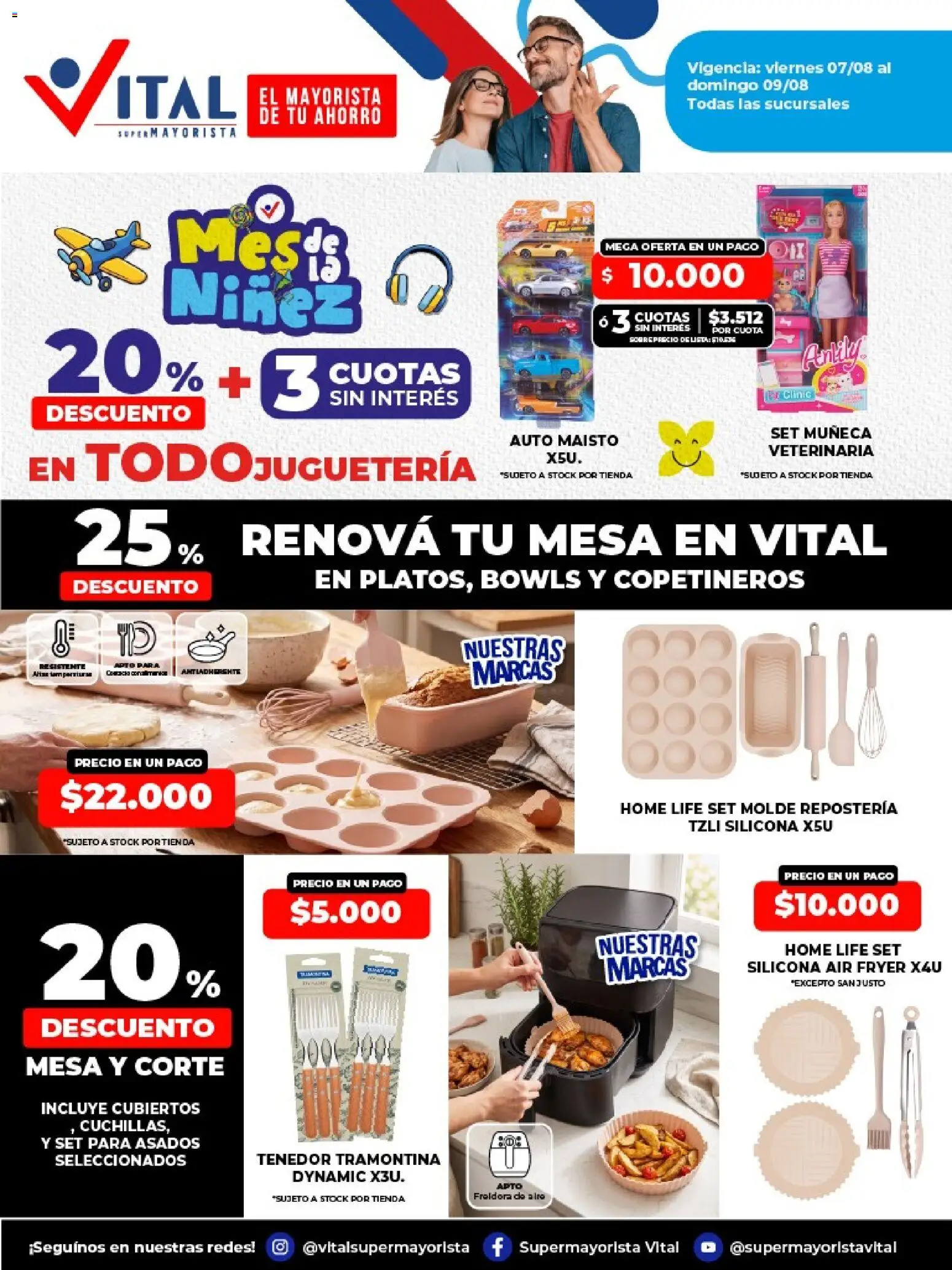 Vital - Ofertas fin La Plata │ válido desde el 07/08/2026 | Página: 3 | Productos: Tenedor, Molde, Freidora, Mesa