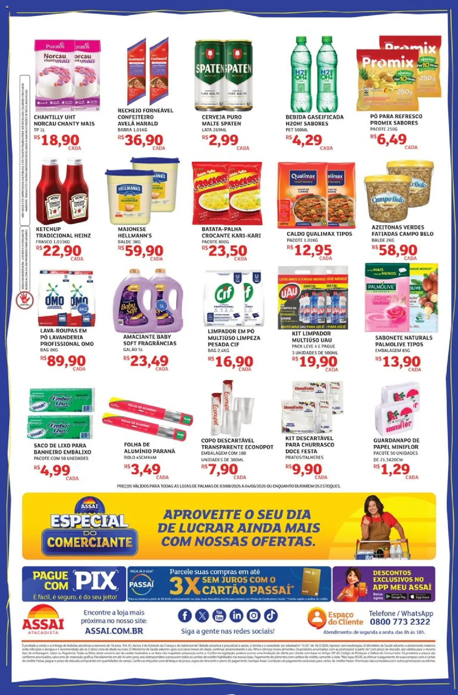 Assaí Atacadista Folheto - válido de 03/08/2026 | Página: 2 | Produtos: Refresco, Cerveja, Carne, Telefone